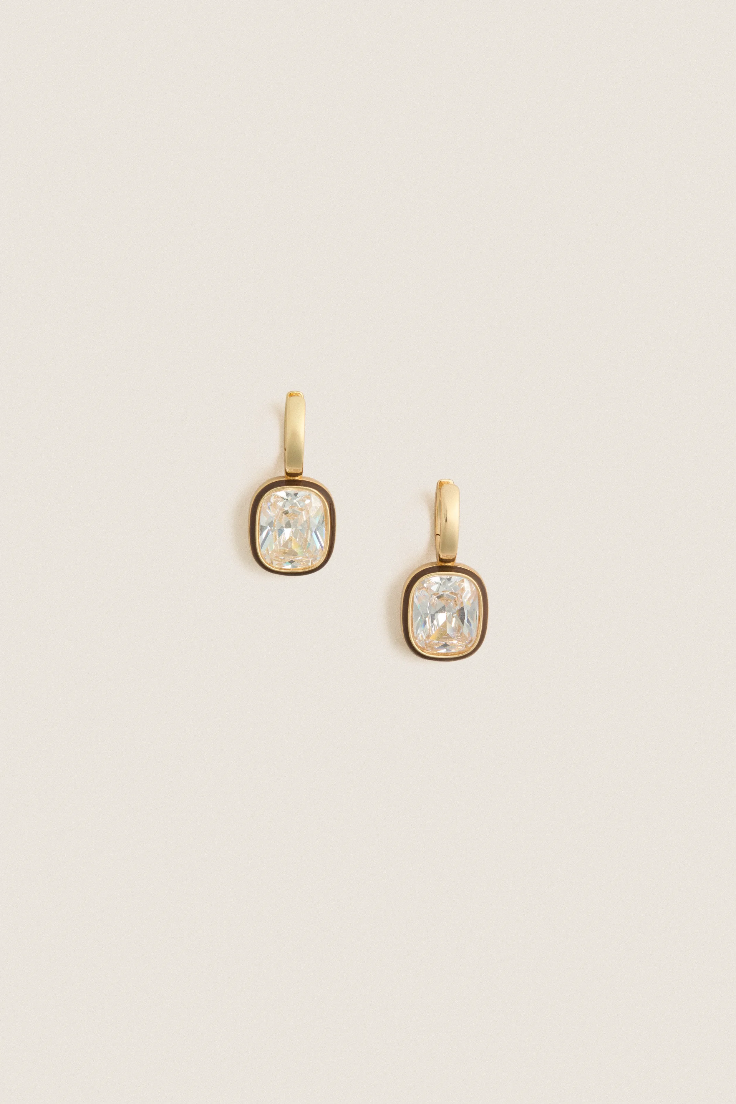 Dark Chocolate and White Cubic Cushion Drop Earrings sold by Tuckernuck