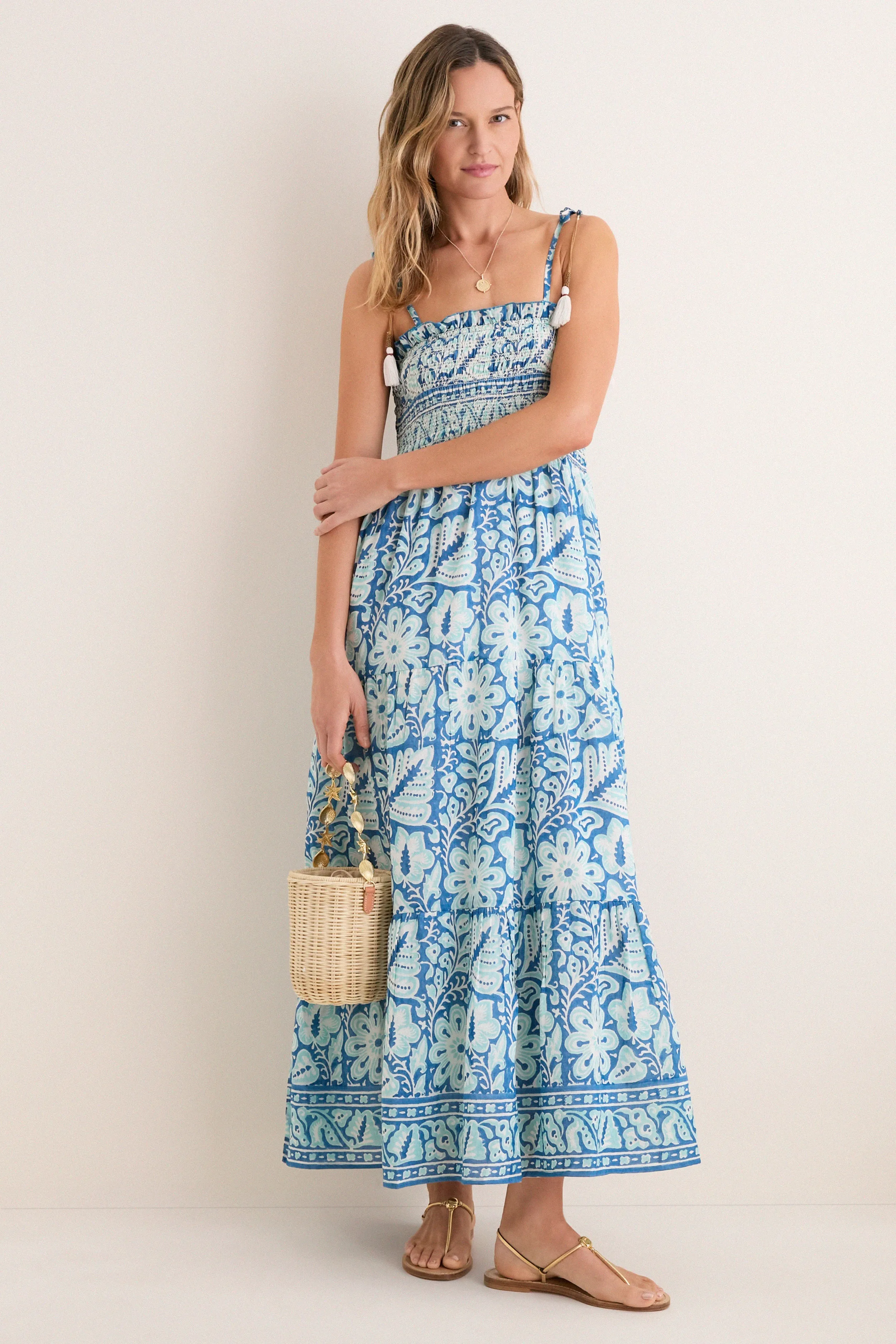 Turquoise Floral Smocked Maxi Dress sold by Tuckernuck product image thumbnail 2