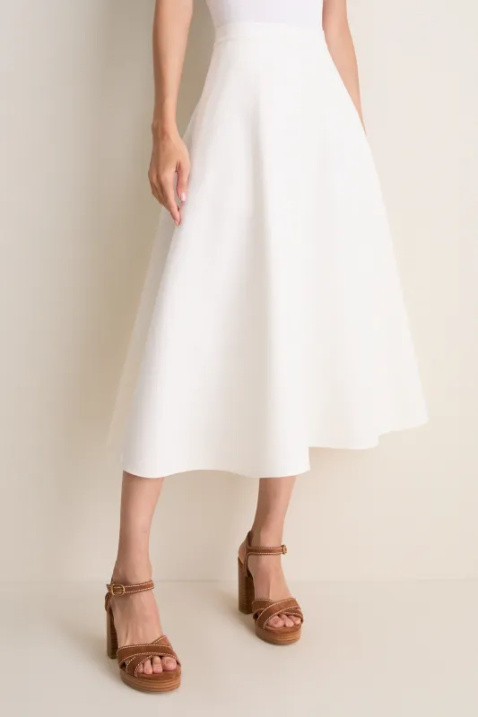 Cream Cotton Blend Woven Midi Circle Skirt made by Polo by Ralph Lauren