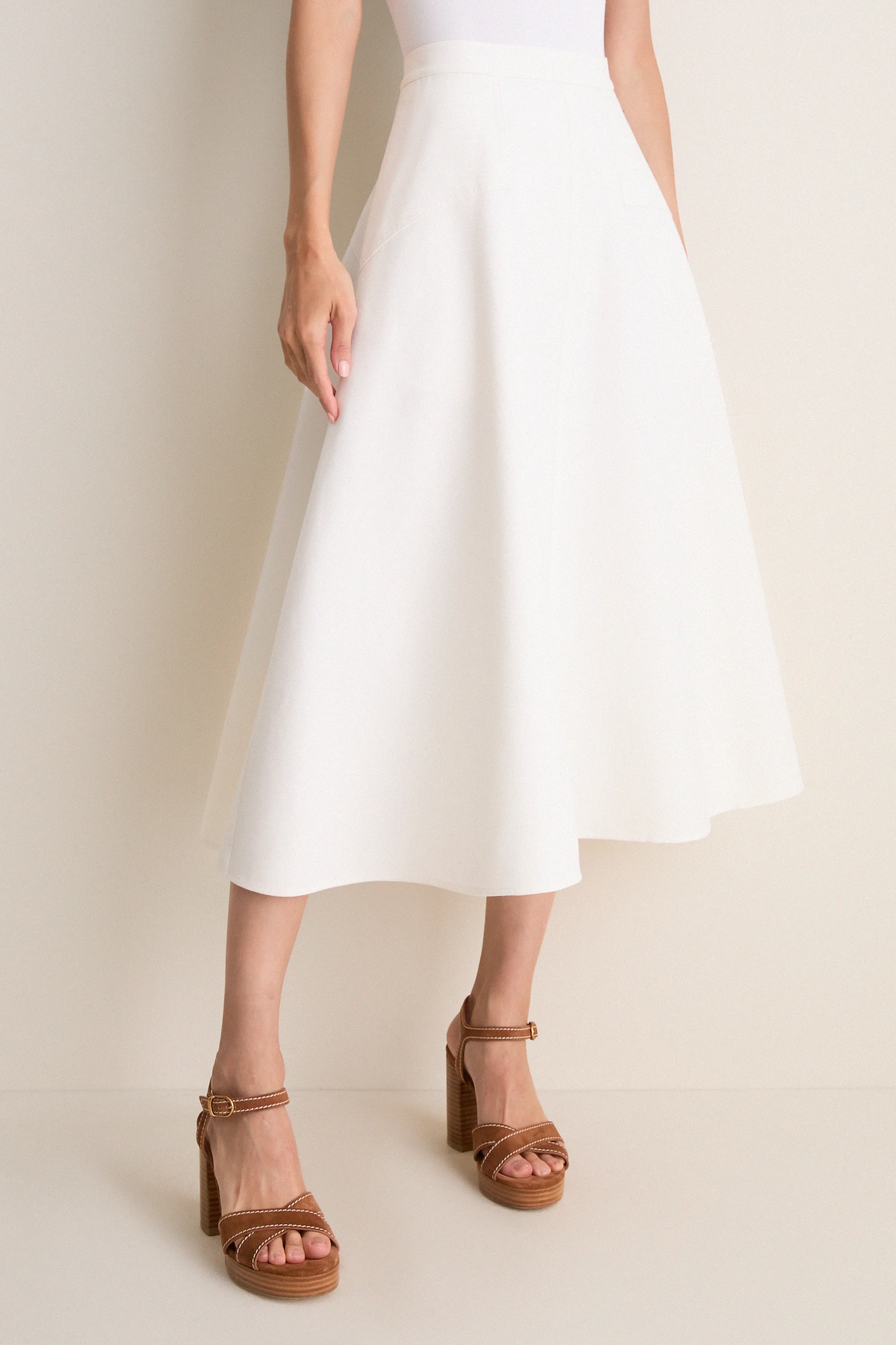 Cream Cotton Blend Woven Midi Circle Skirt sold by Tuckernuck