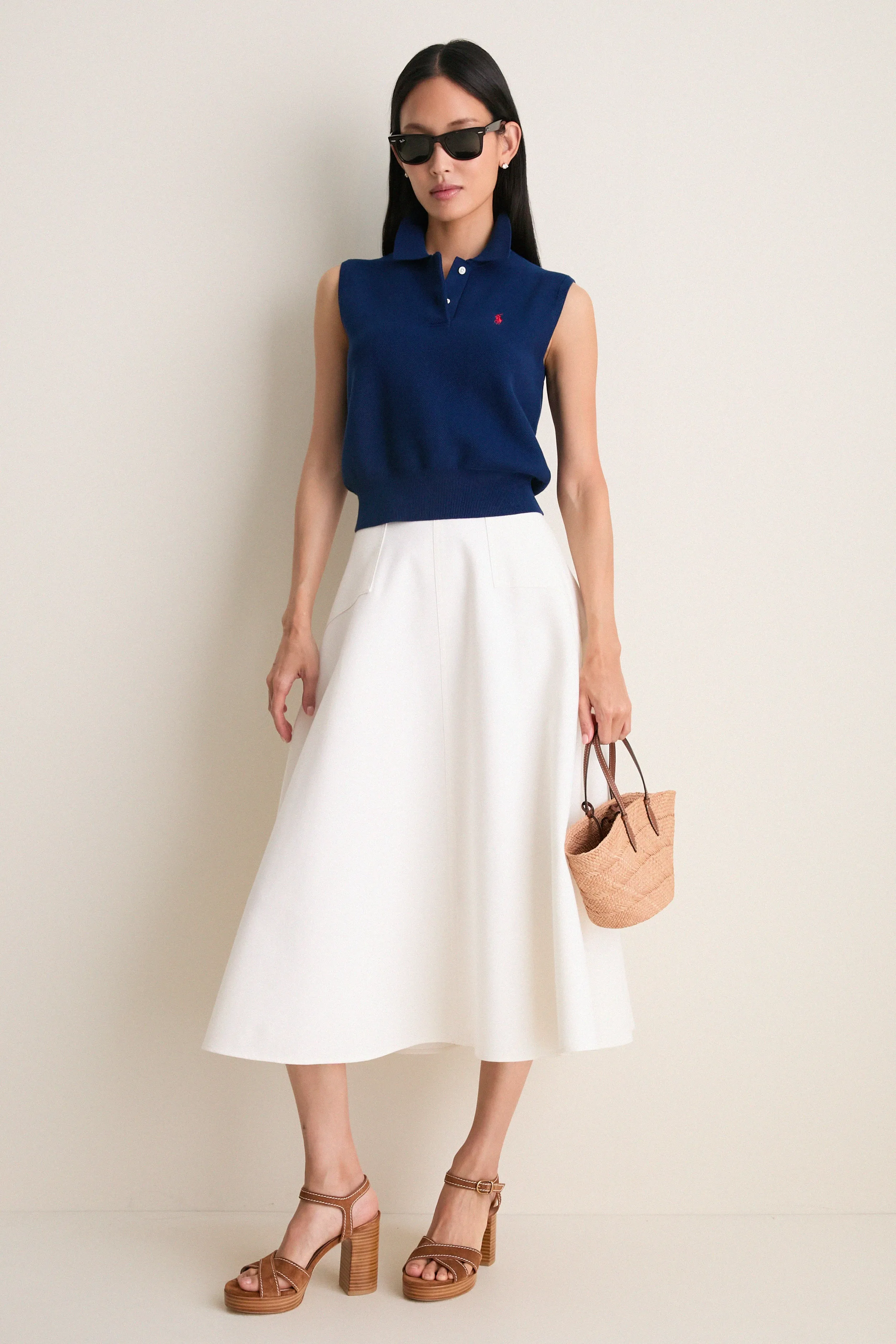 Cream Cotton Blend Woven Midi Circle Skirt sold by Tuckernuck product image thumbnail 3
