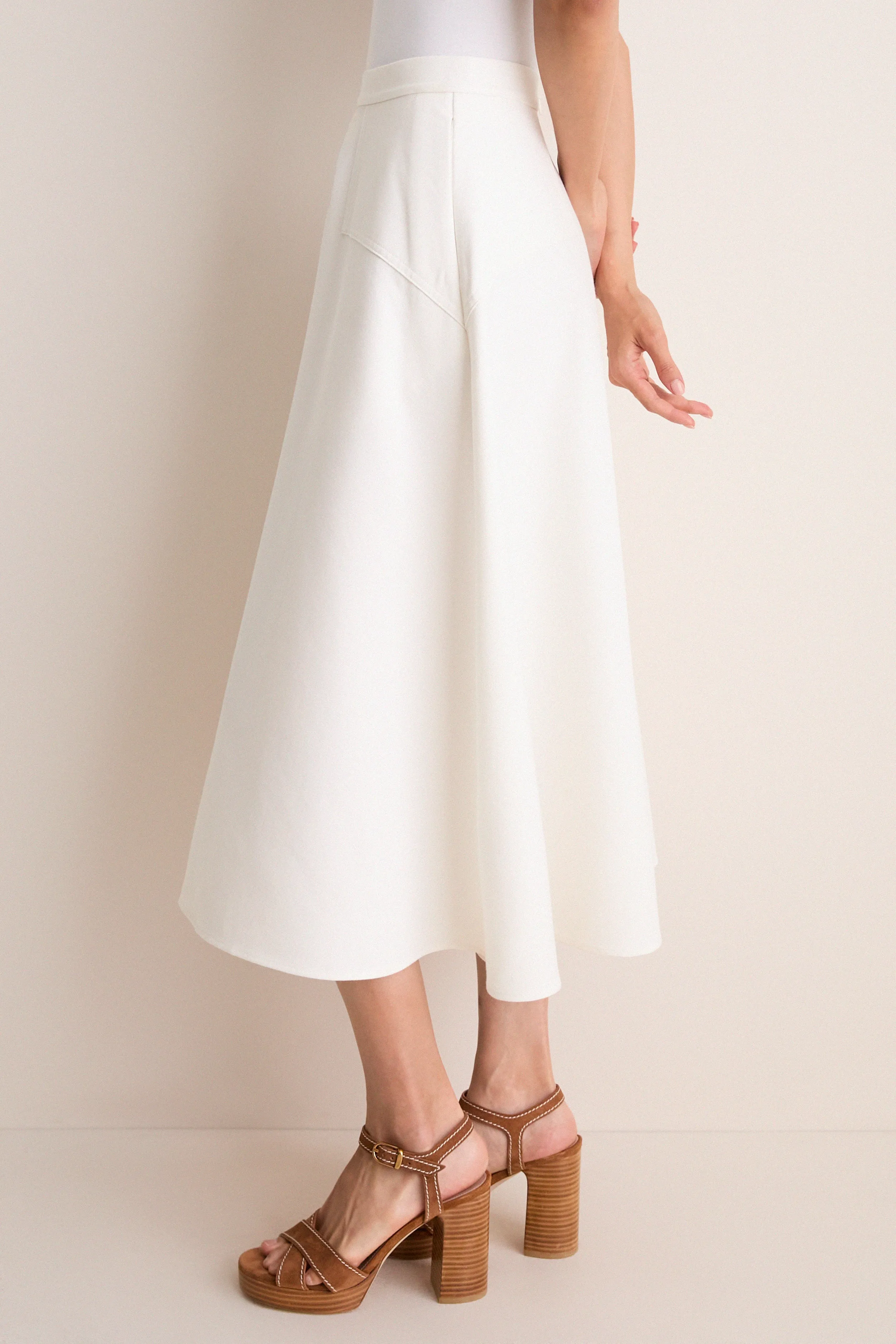 Cream Cotton Blend Woven Midi Circle Skirt sold by Tuckernuck product image thumbnail 4