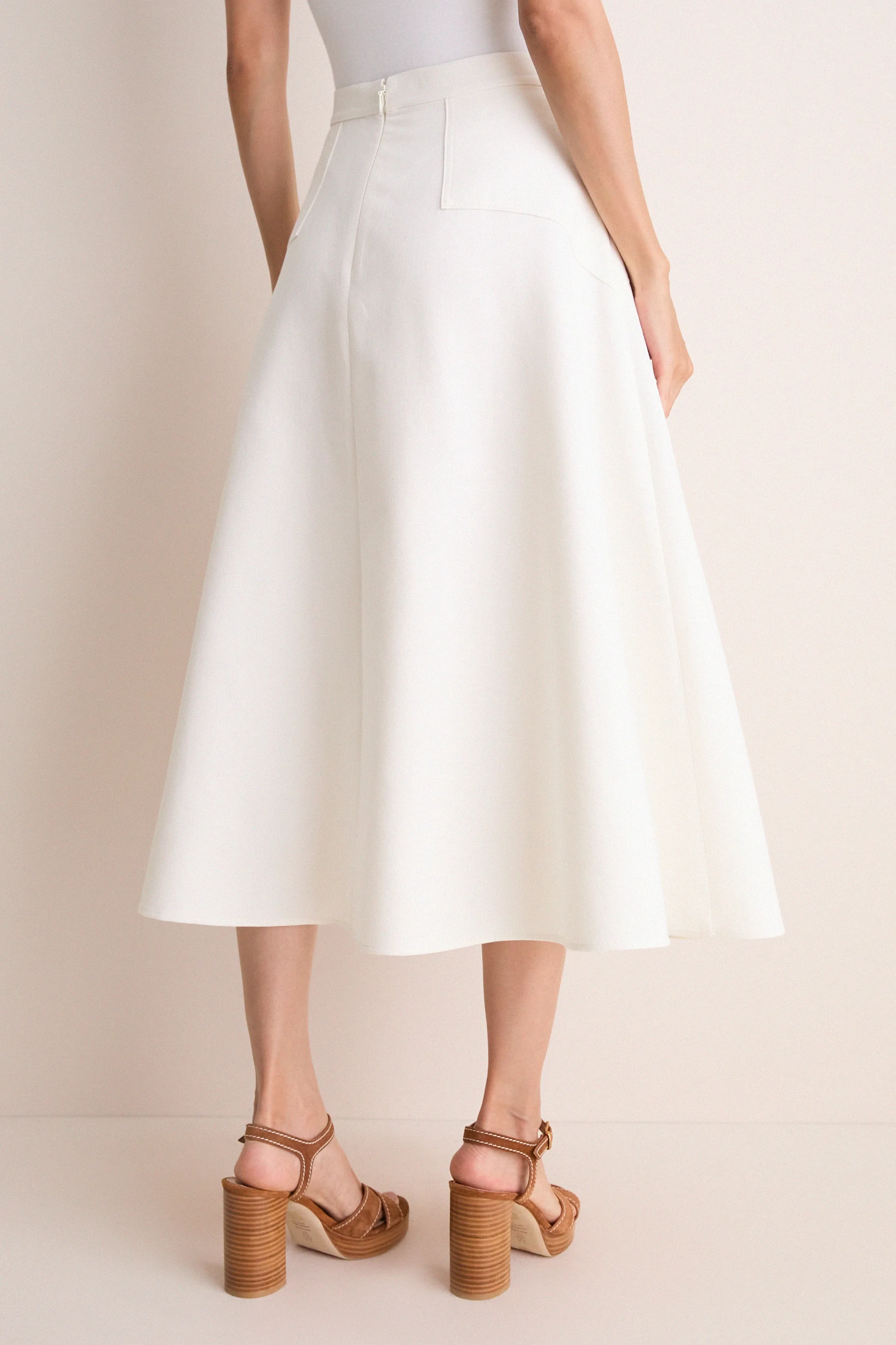 Cream Cotton Blend Woven Midi Circle Skirt sold by Tuckernuck product image thumbnail 5