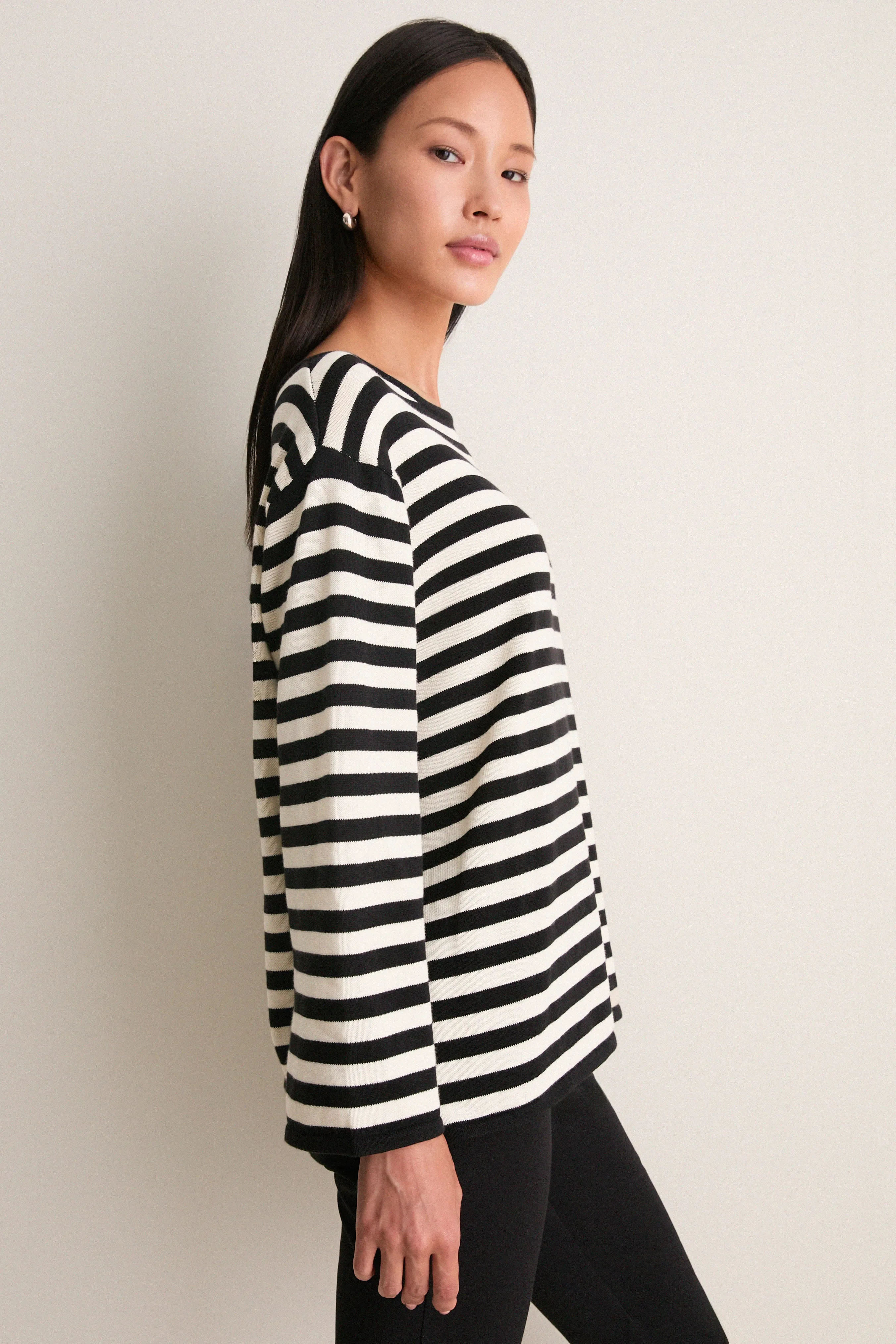 Black and White Stripe Darcy Long Sleeve Top sold by Tuckernuck product image thumbnail 3