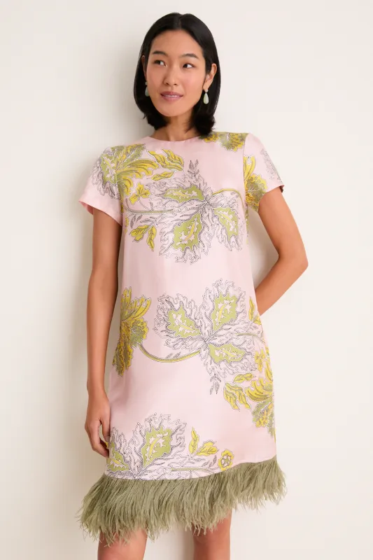 Swathe Mini Swing Dress with Feathers made by LA DoubleJ