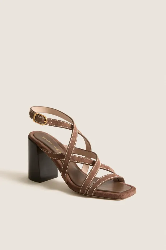 Cigar Sport Suede Park Block 85 Heels made by Stuart Weitzman