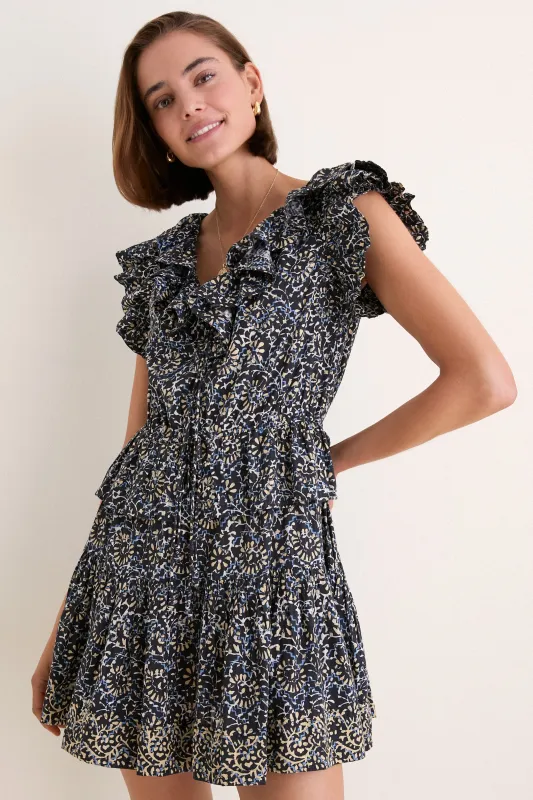 Midnight Bloom Celie Cotton Mini Dress made by Ulla Johnson