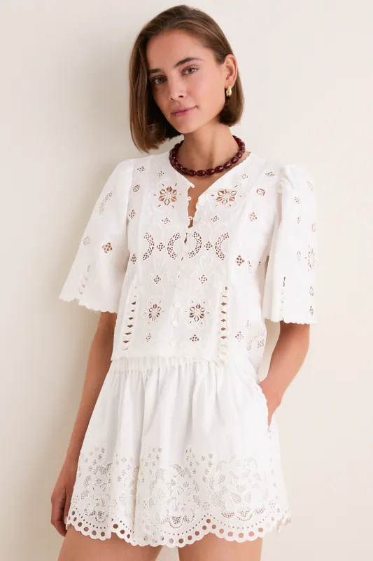 White Gardener Embroidery Short Sleeve Top made by Sea New York