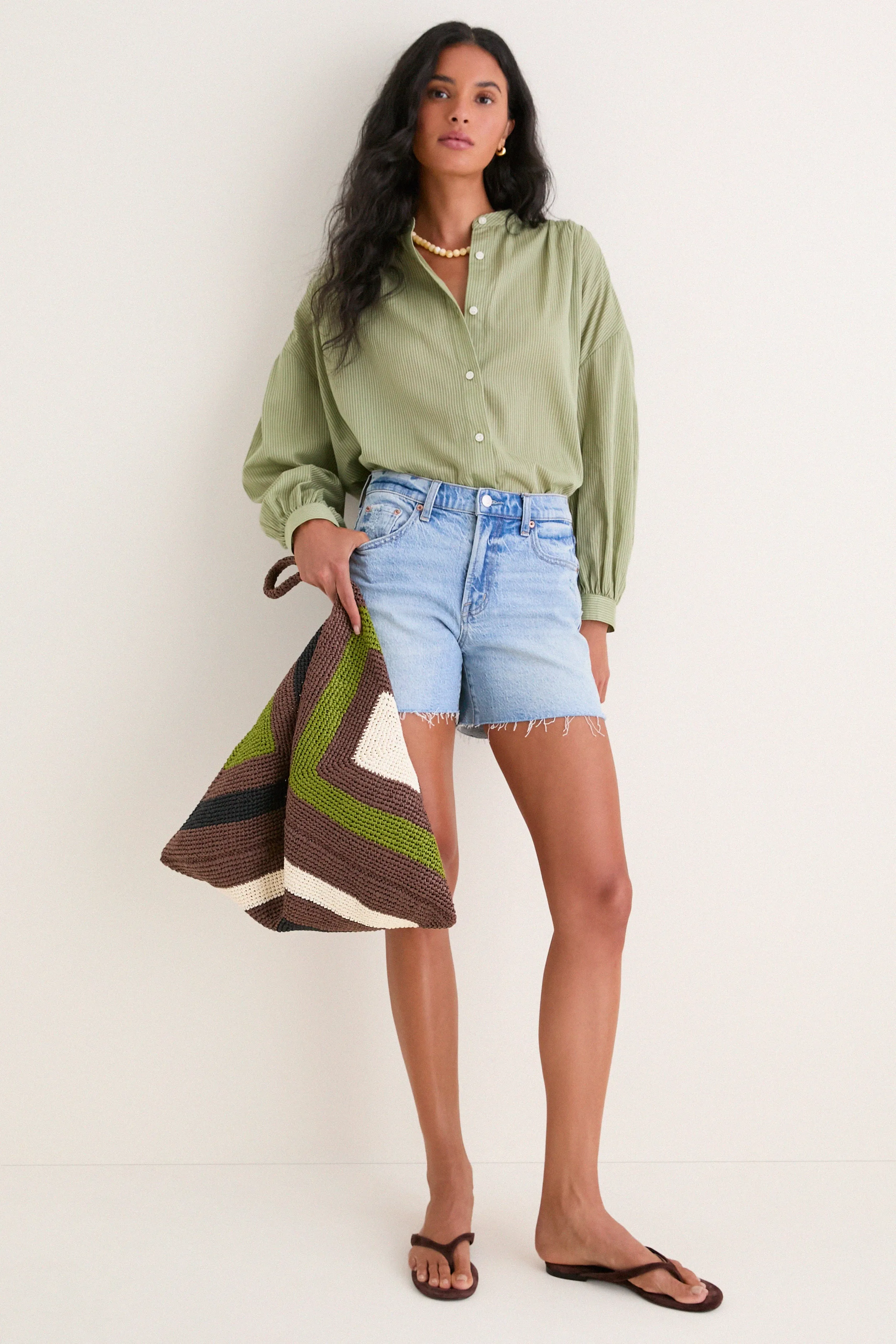 Light Olive Shadow Stripe Juliette Button Down sold by Tuckernuck product image thumbnail 3