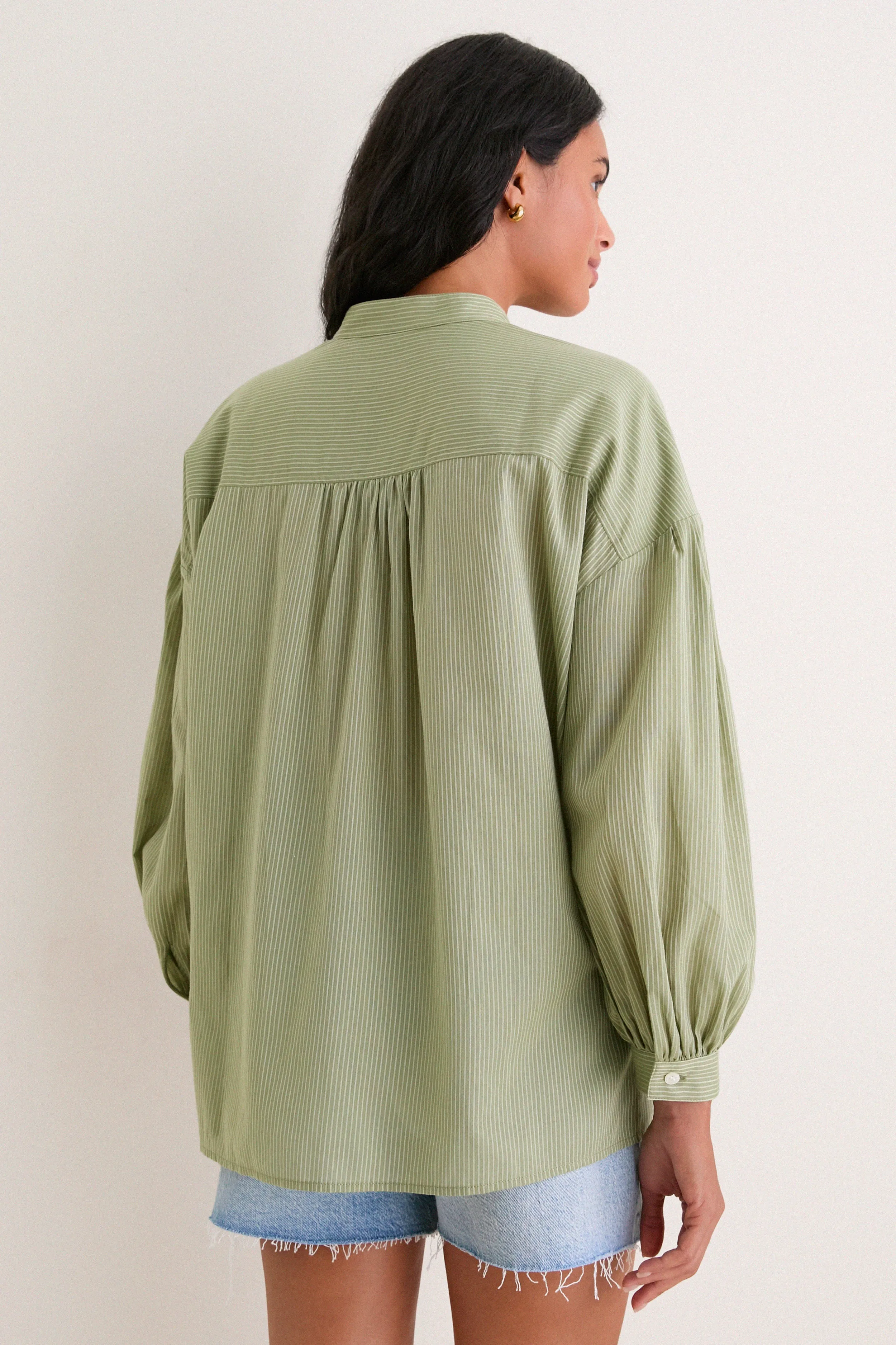 Light Olive Shadow Stripe Juliette Button Down sold by Tuckernuck product image thumbnail 4