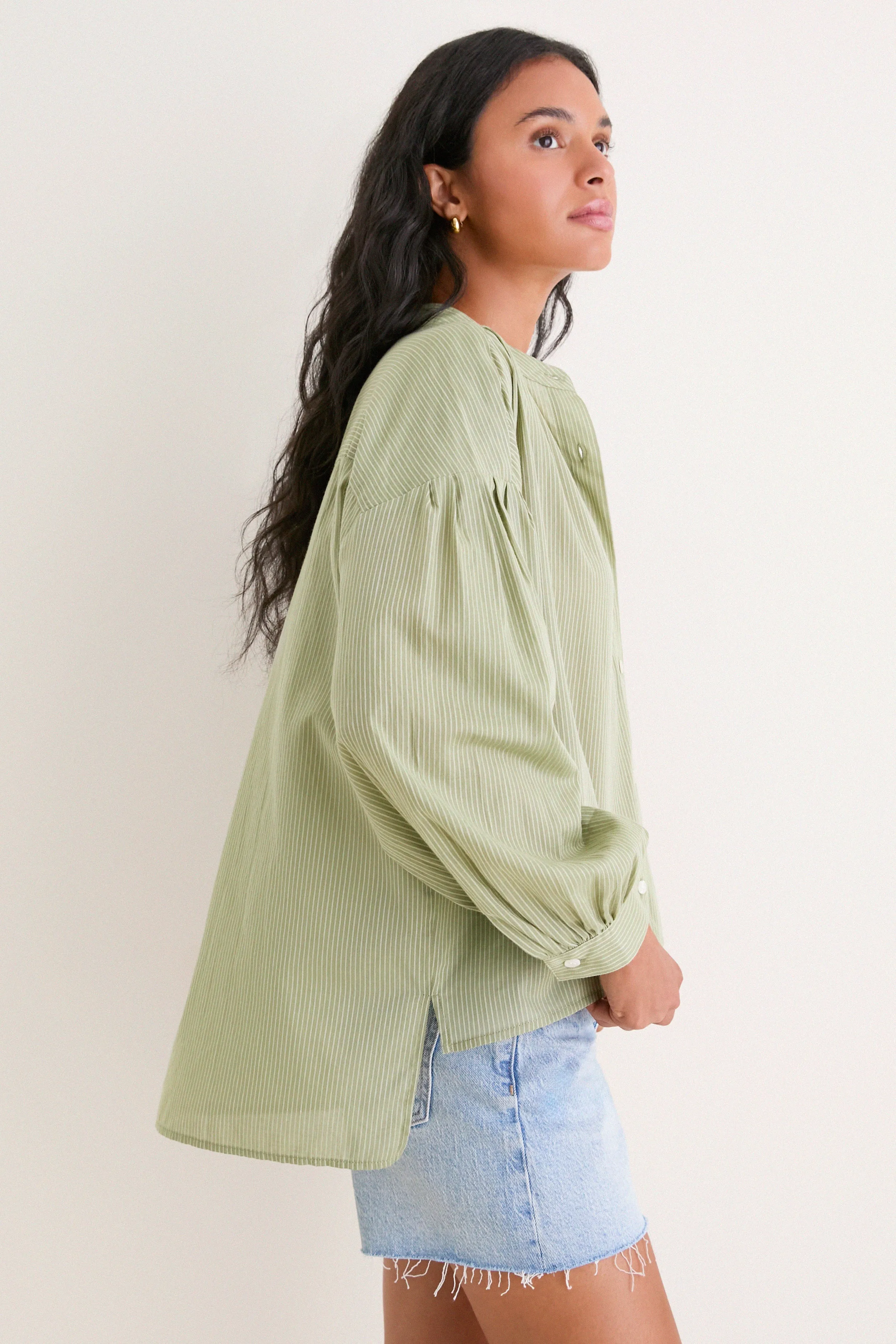 Light Olive Shadow Stripe Juliette Button Down sold by Tuckernuck product image thumbnail 5