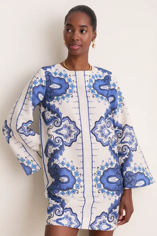 Ultramarine Medallion Cotton Linen Linden Mini Dress made by Tuckernuck