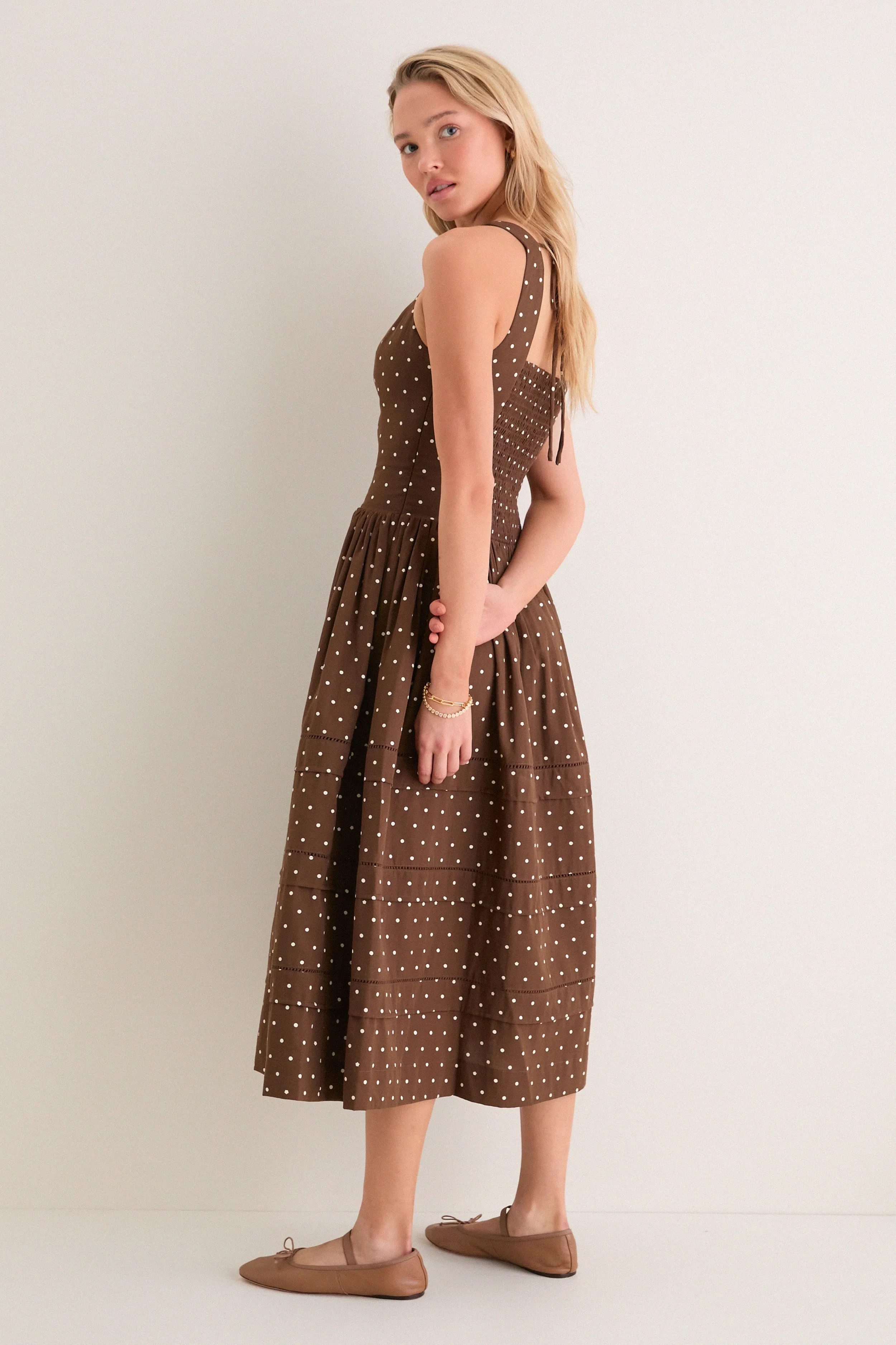 Brown and Ivory Polka Dot Stella Midi Dress sold by Tuckernuck product image thumbnail 4