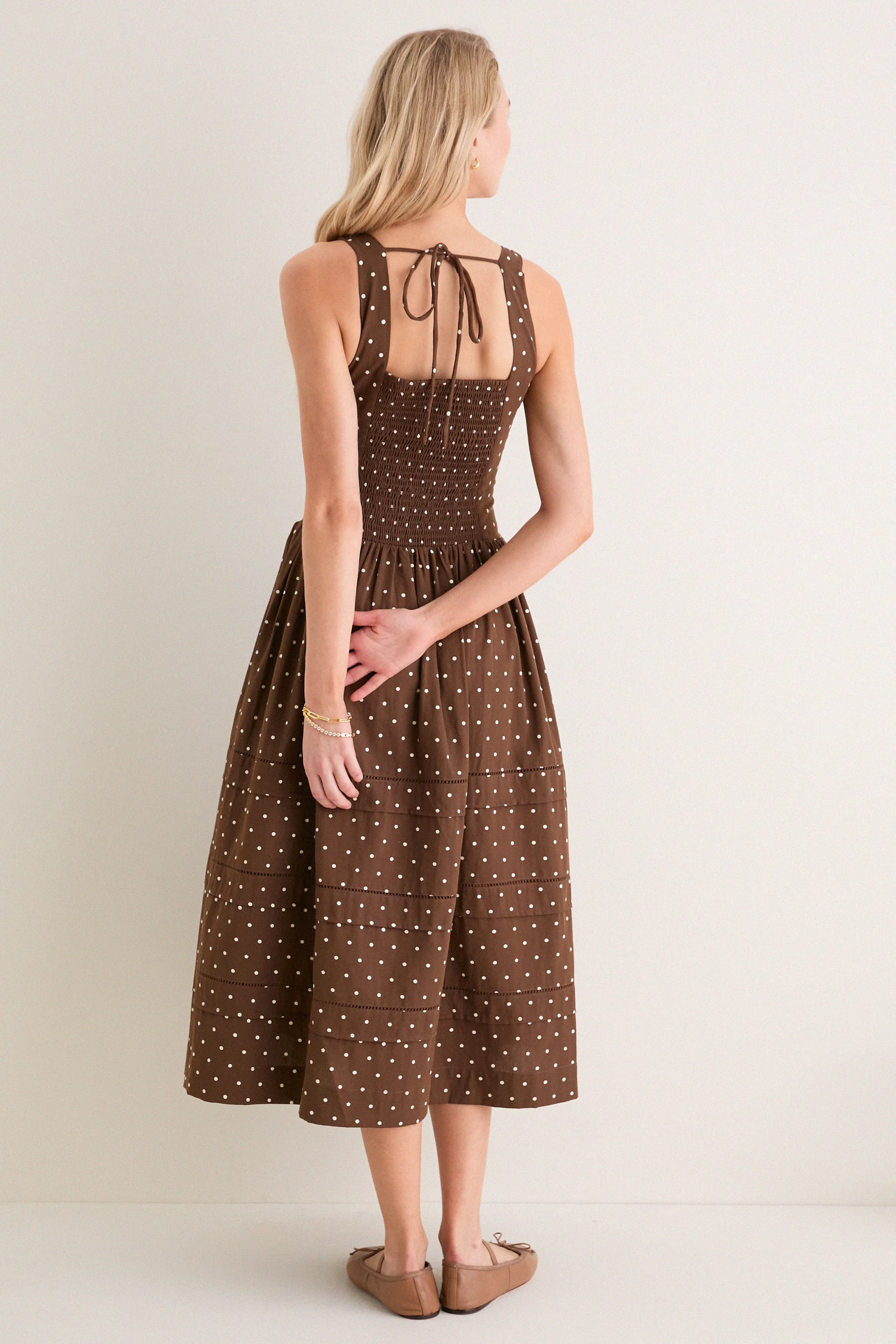 Brown and Ivory Polka Dot Stella Midi Dress sold by Tuckernuck product image thumbnail 5