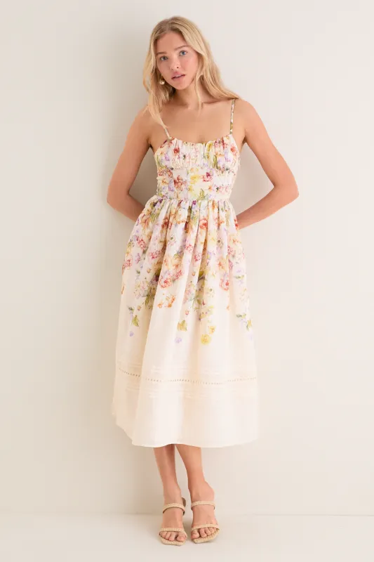 Ivory Floral Kacey Midi Dress made by En Saison