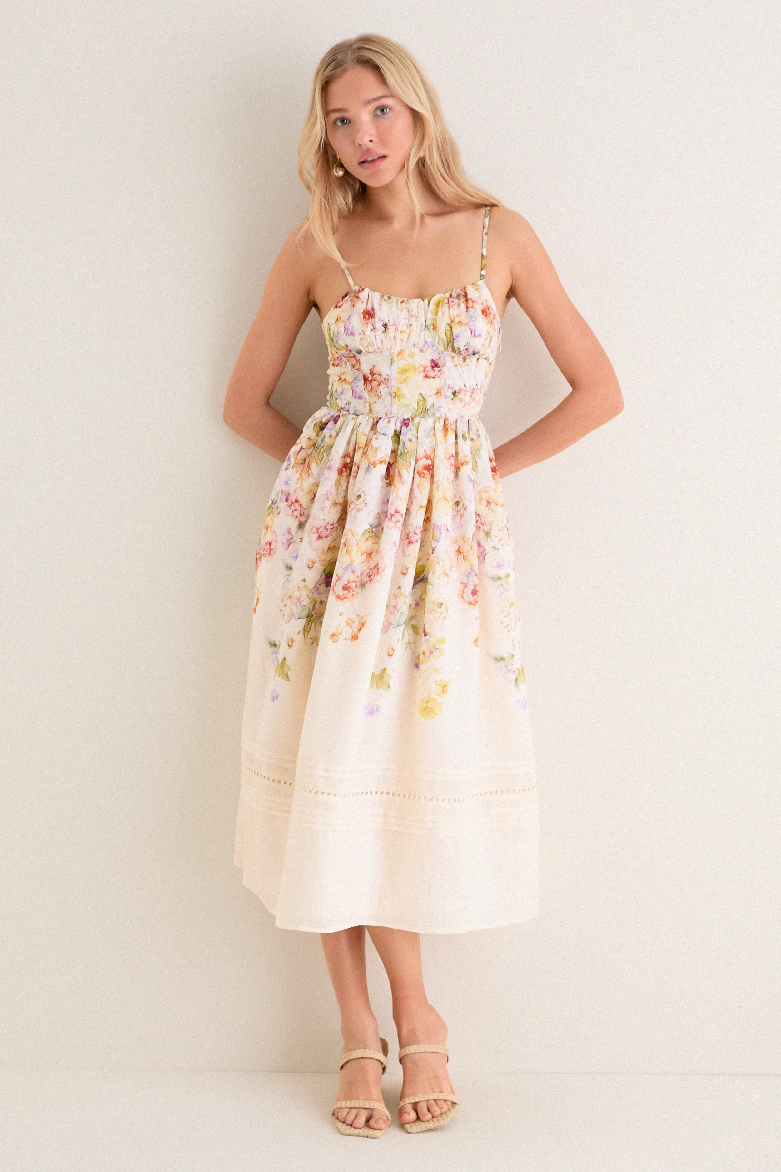 Ivory Floral Kacey Midi Dress sold by Tuckernuck