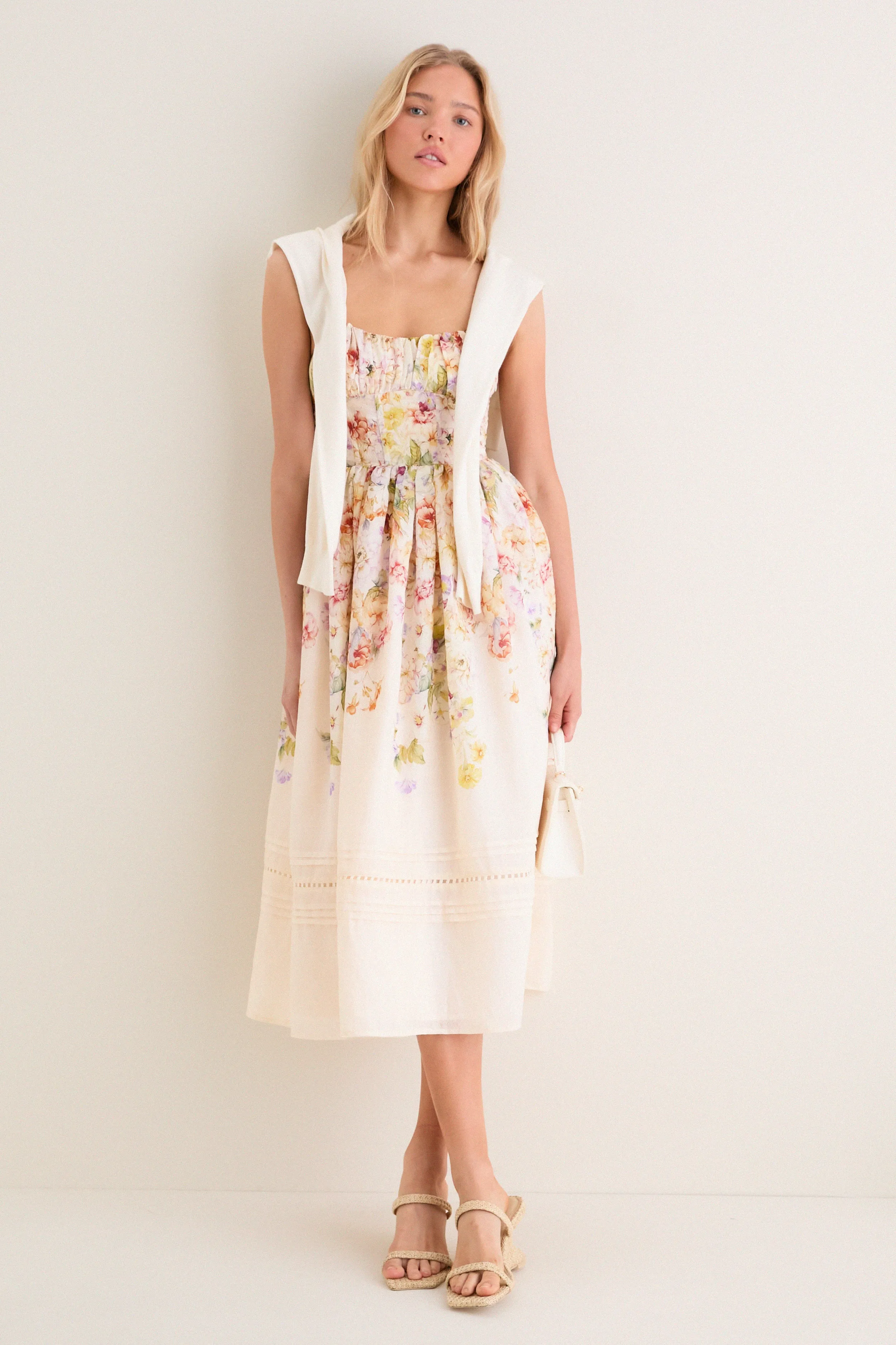 Ivory Floral Kacey Midi Dress sold by Tuckernuck product image thumbnail 3