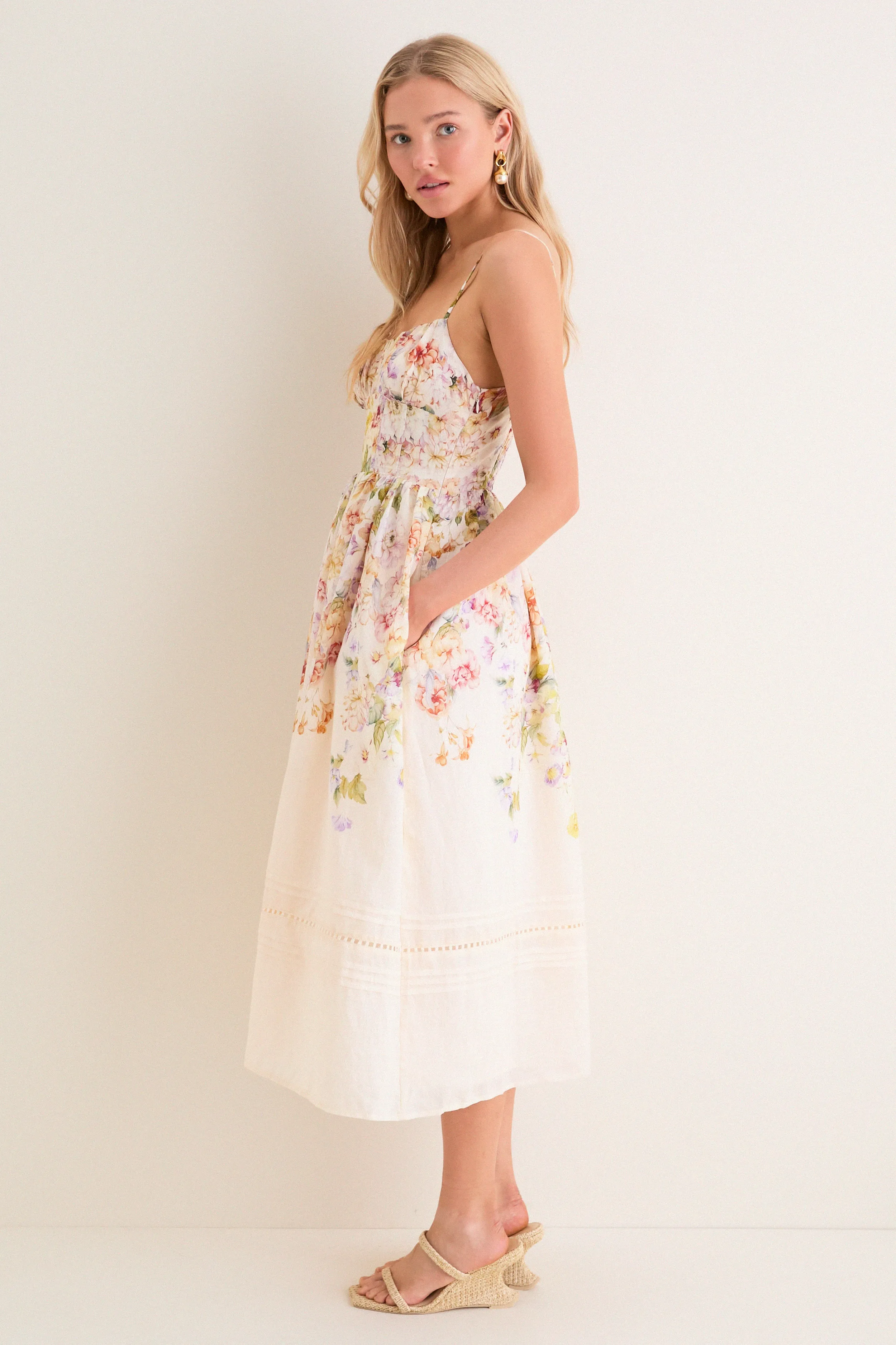 Ivory Floral Kacey Midi Dress sold by Tuckernuck product image thumbnail 4