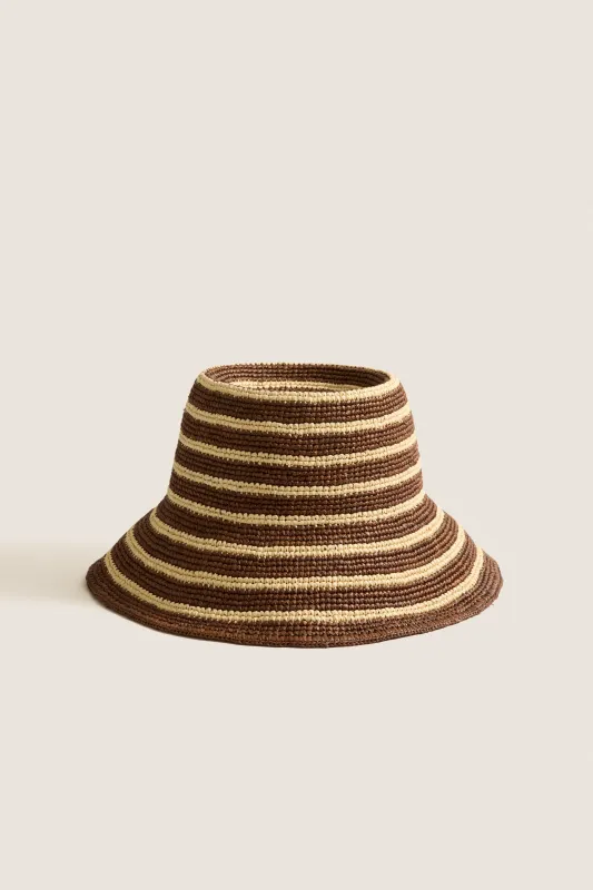 Walnut Stripe Felix Hat made by Janessa Leone