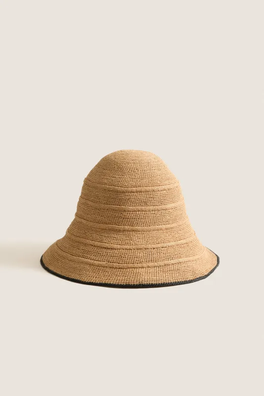 Sand and Black Teagan Hat made by Janessa Leone