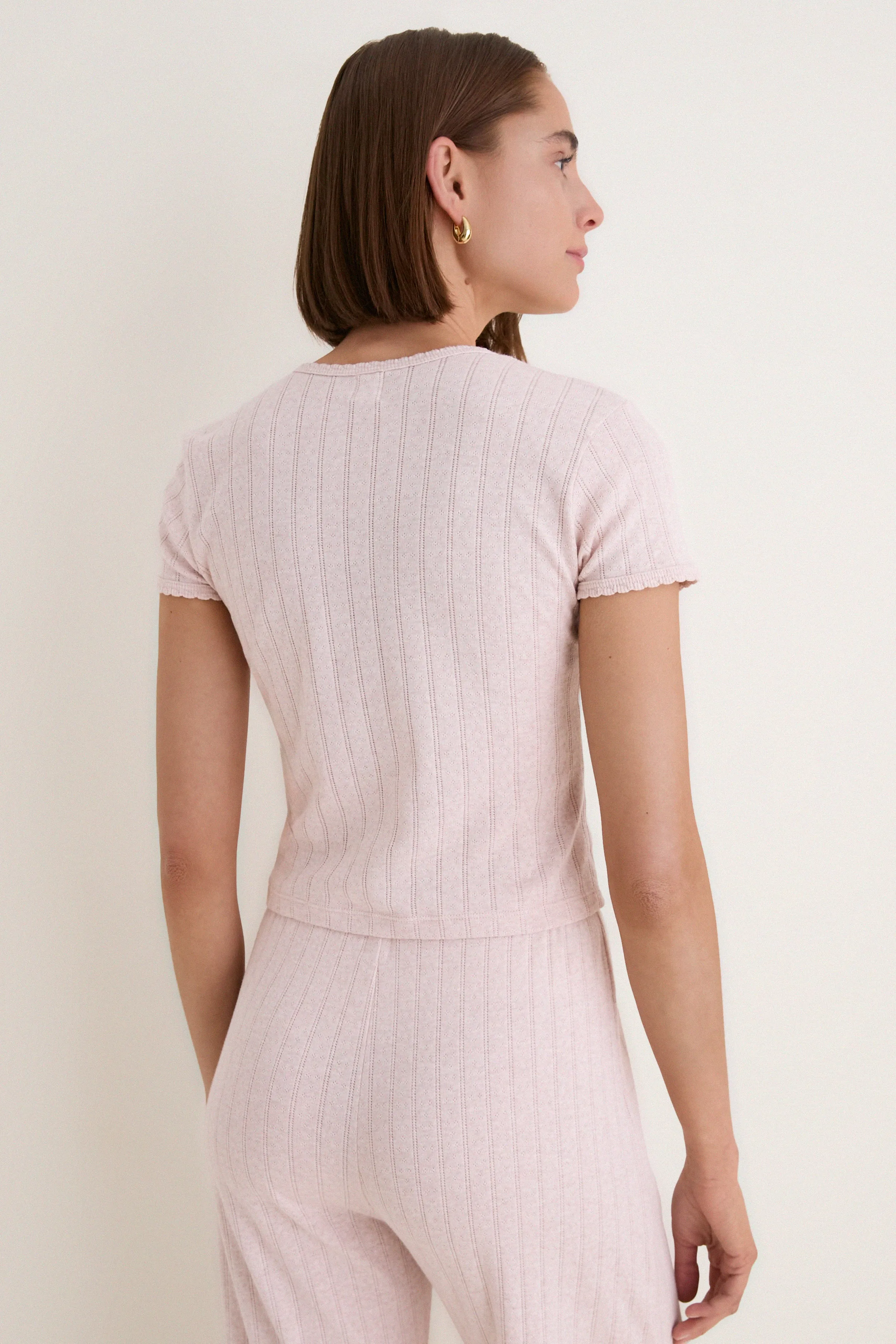 Petal Melange Pointelle Short Sleeve Cardigan sold by Tuckernuck product image thumbnail 5