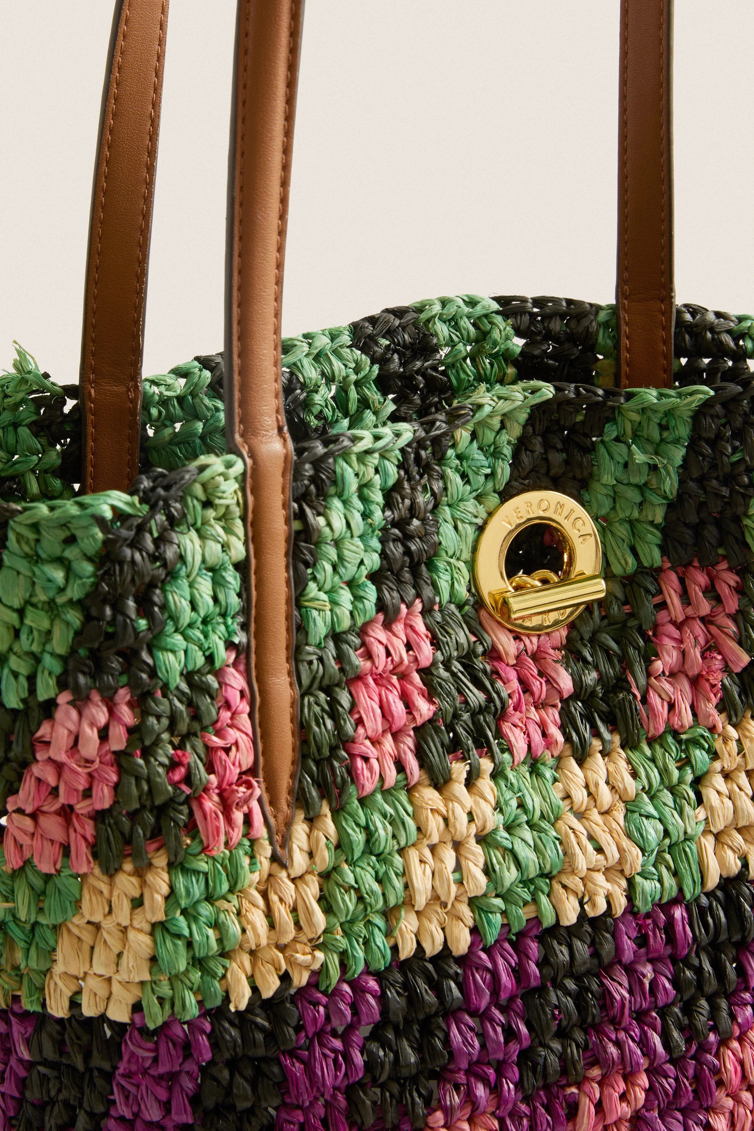 Berry Multi Striped Raffia Veronica Beard Tote sold by Tuckernuck product image thumbnail 5