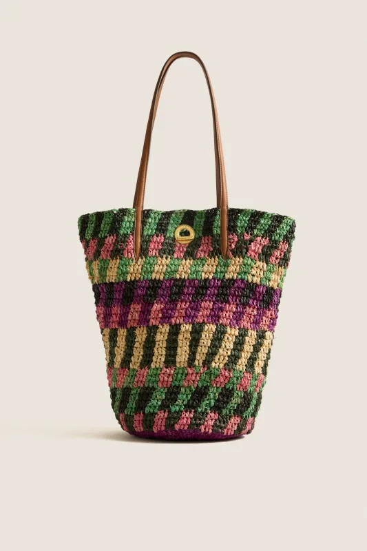 Berry Multi Striped Raffia Veronica Beard Tote made by Veronica Beard