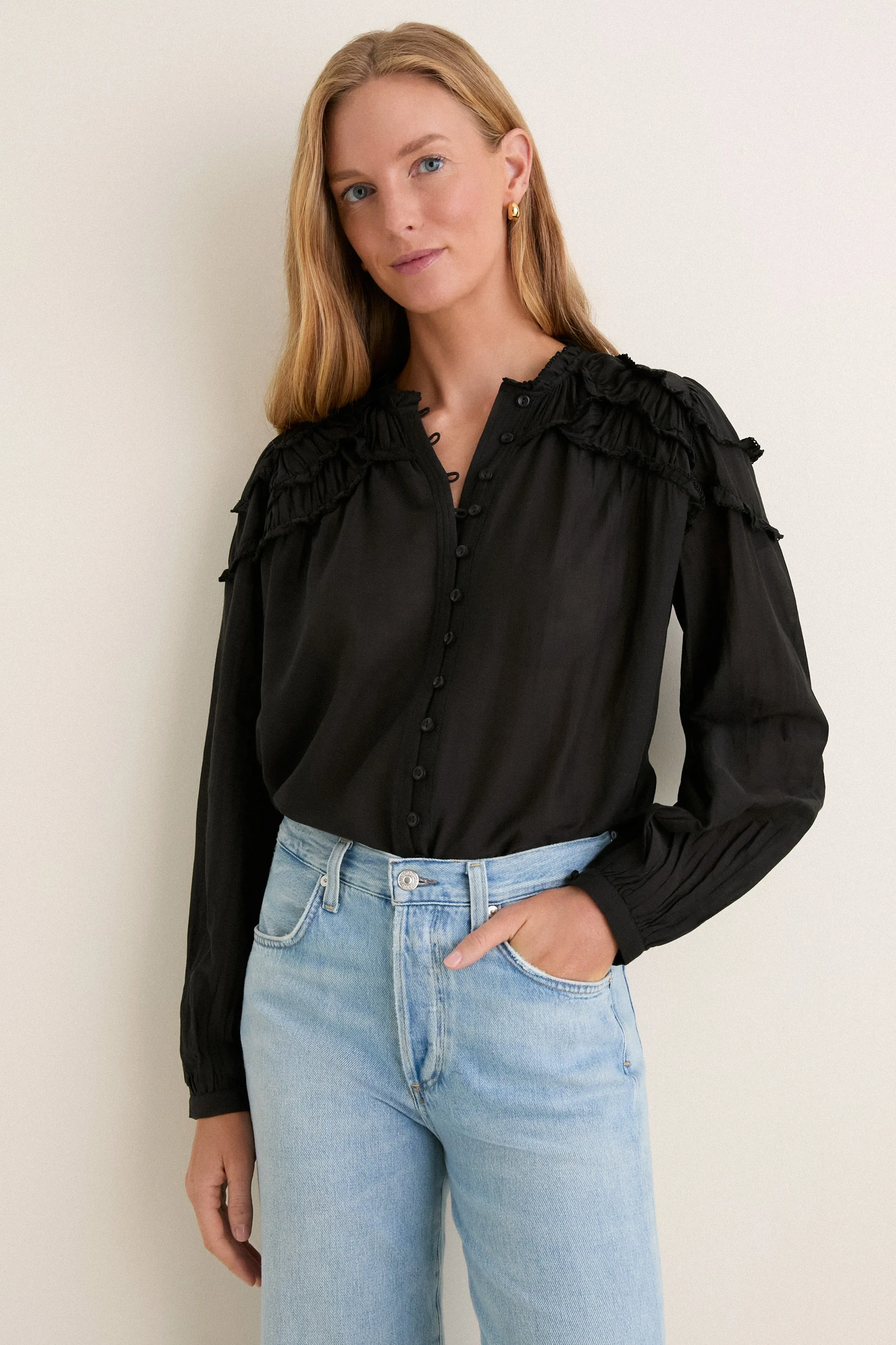 Black Christa Blouse sold by Tuckernuck