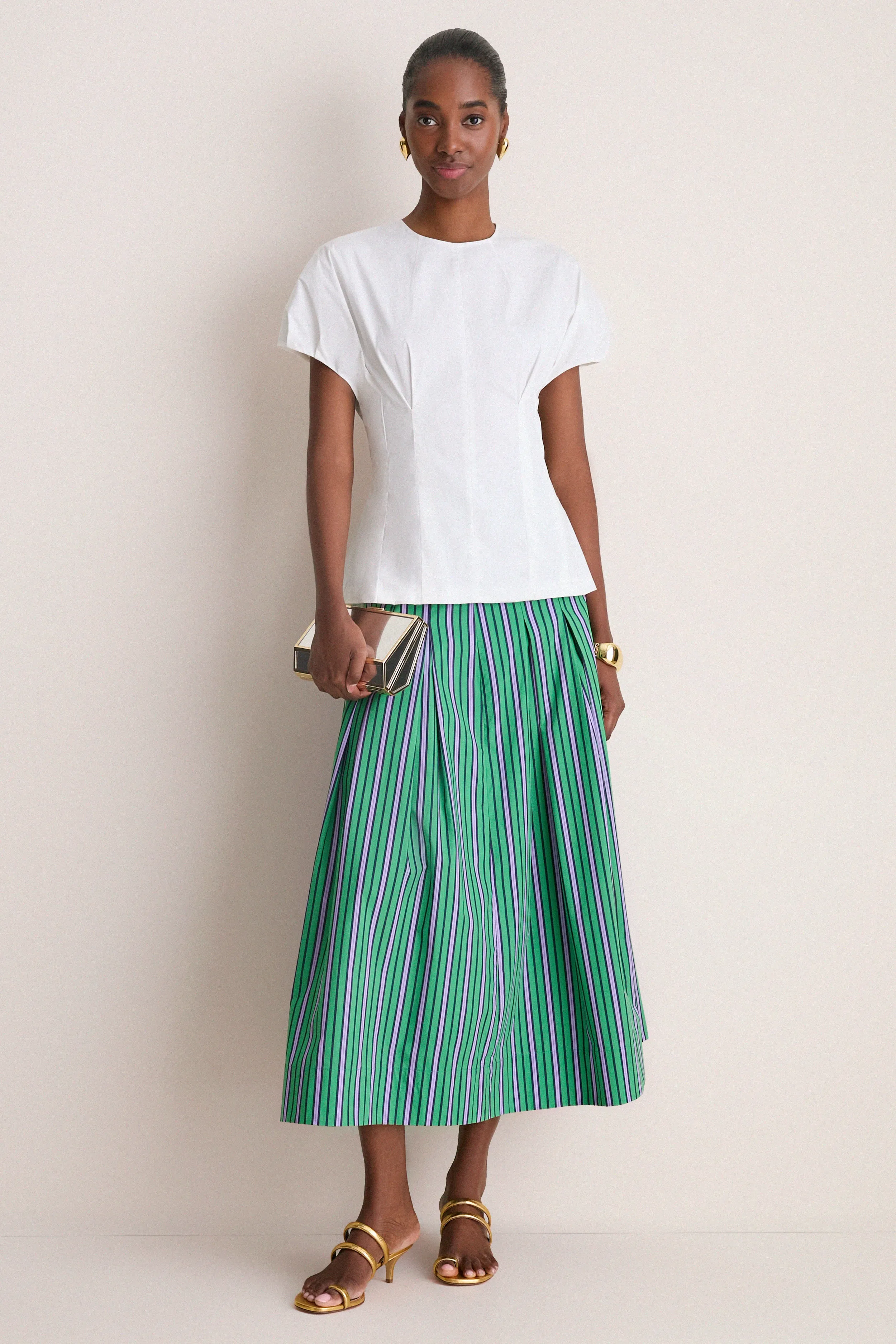 Fern Multi Striped Cotton Full Midi Skirt sold by Tuckernuck product image thumbnail 3