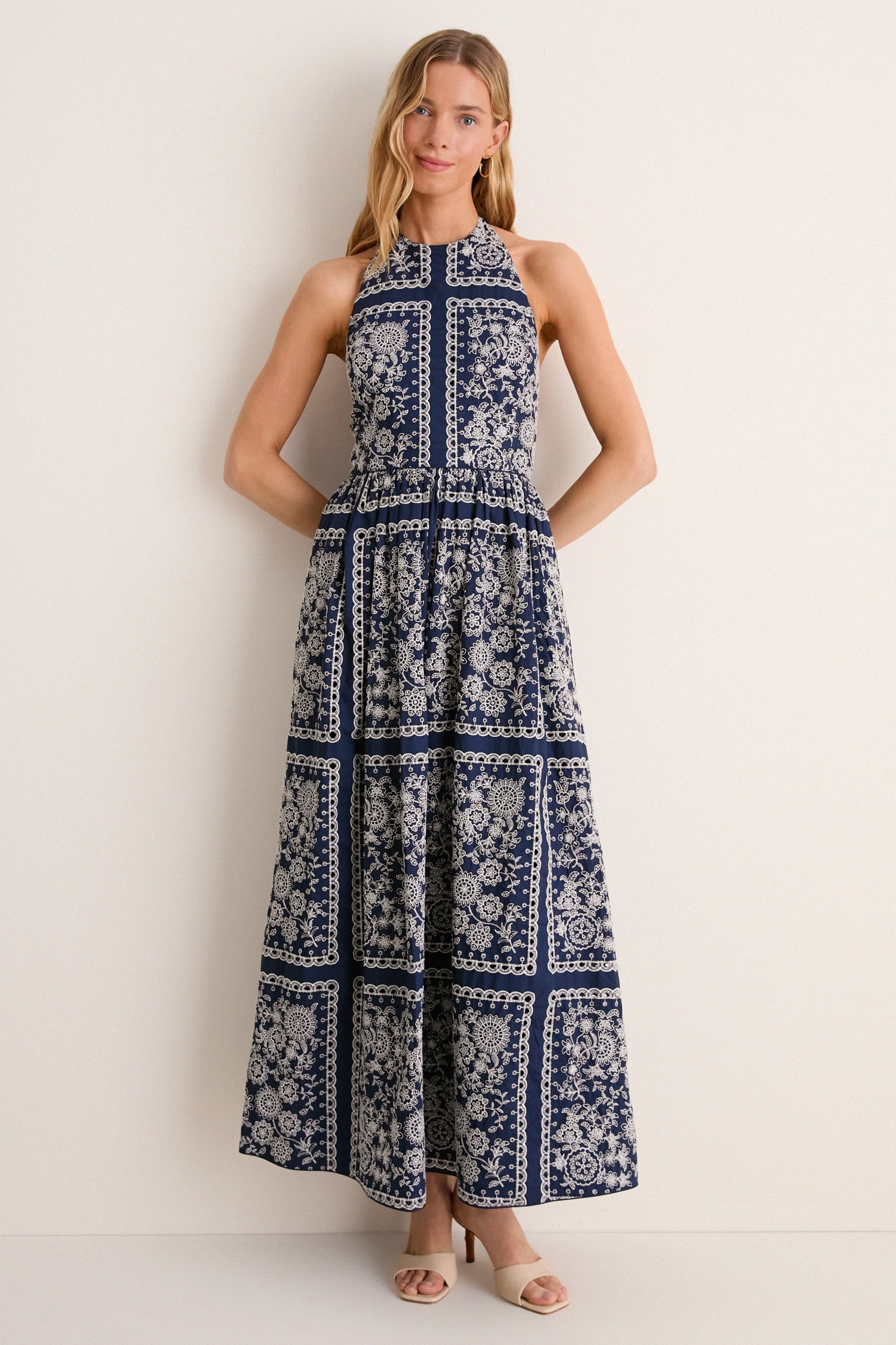 Navy Embroidered Marcie Dress sold by Tuckernuck