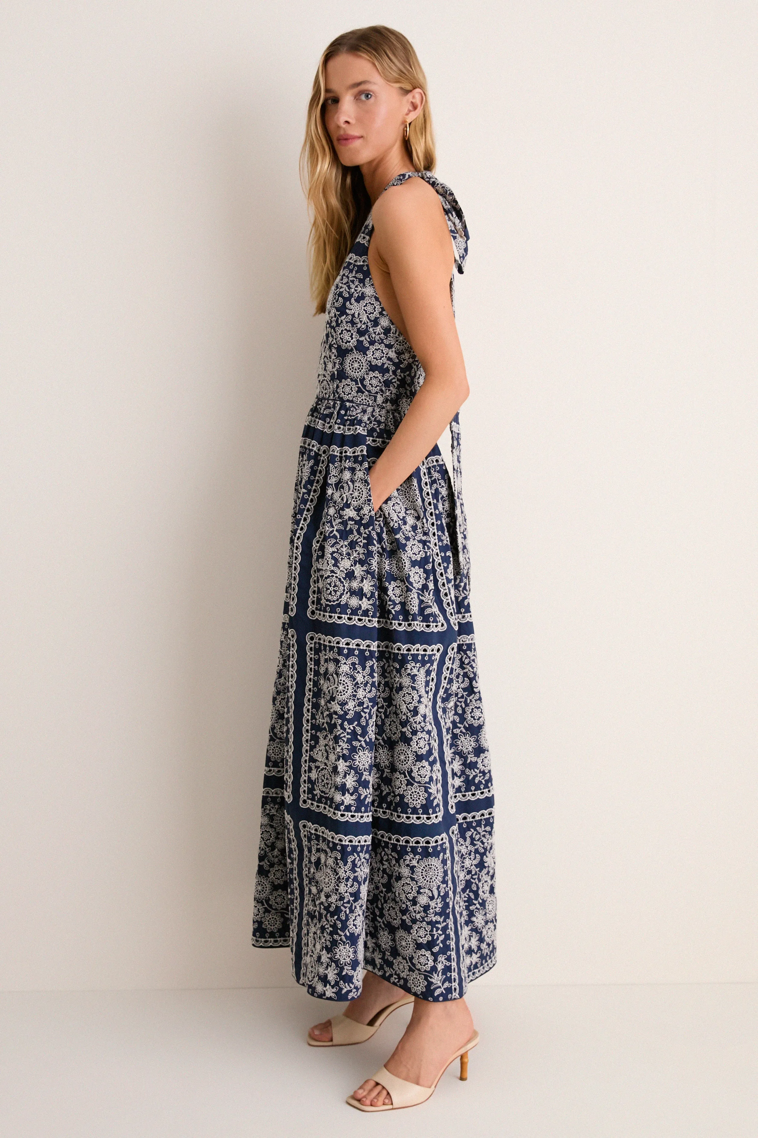 Navy Embroidered Marcie Dress sold by Tuckernuck product image thumbnail 4
