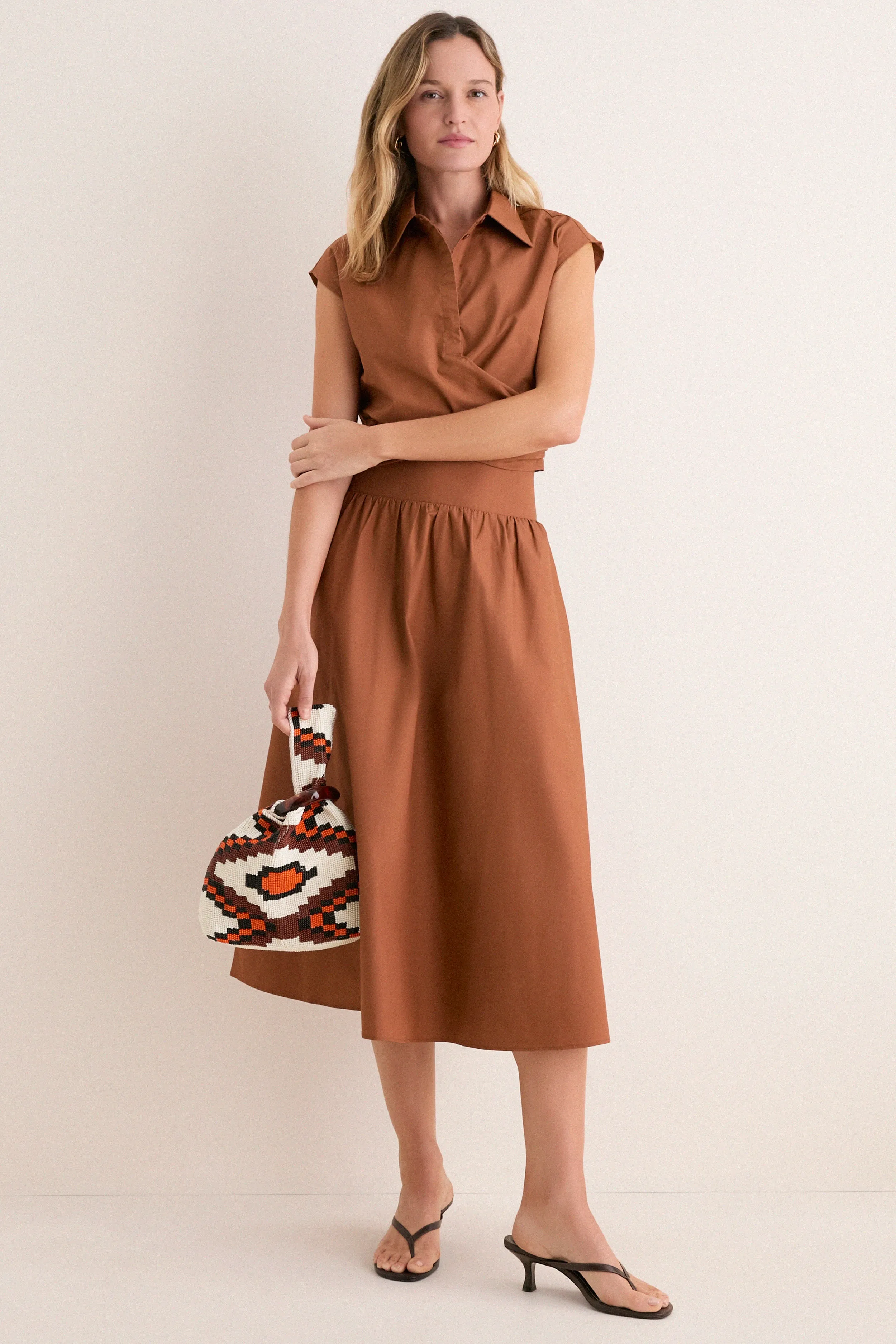 Camel Etienne Smocked Waist Gathered Midi Skirt sold by Tuckernuck product image thumbnail 2