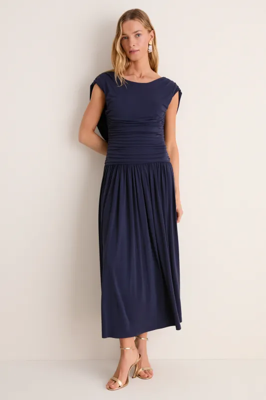 Navy Luciana Midi Dress made by Tuckernuck
