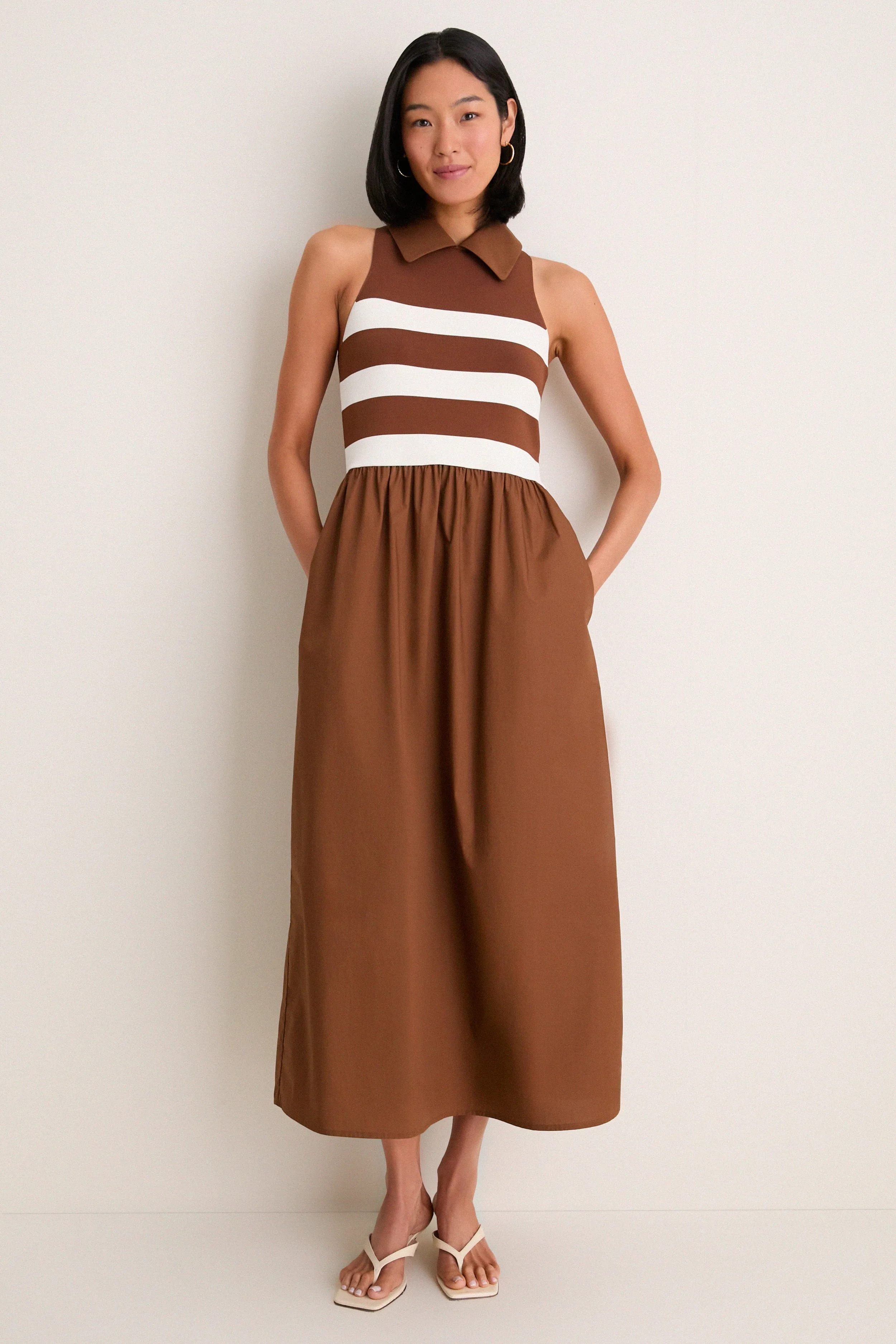 Chocolate Stripe Marina Dress sold by Tuckernuck