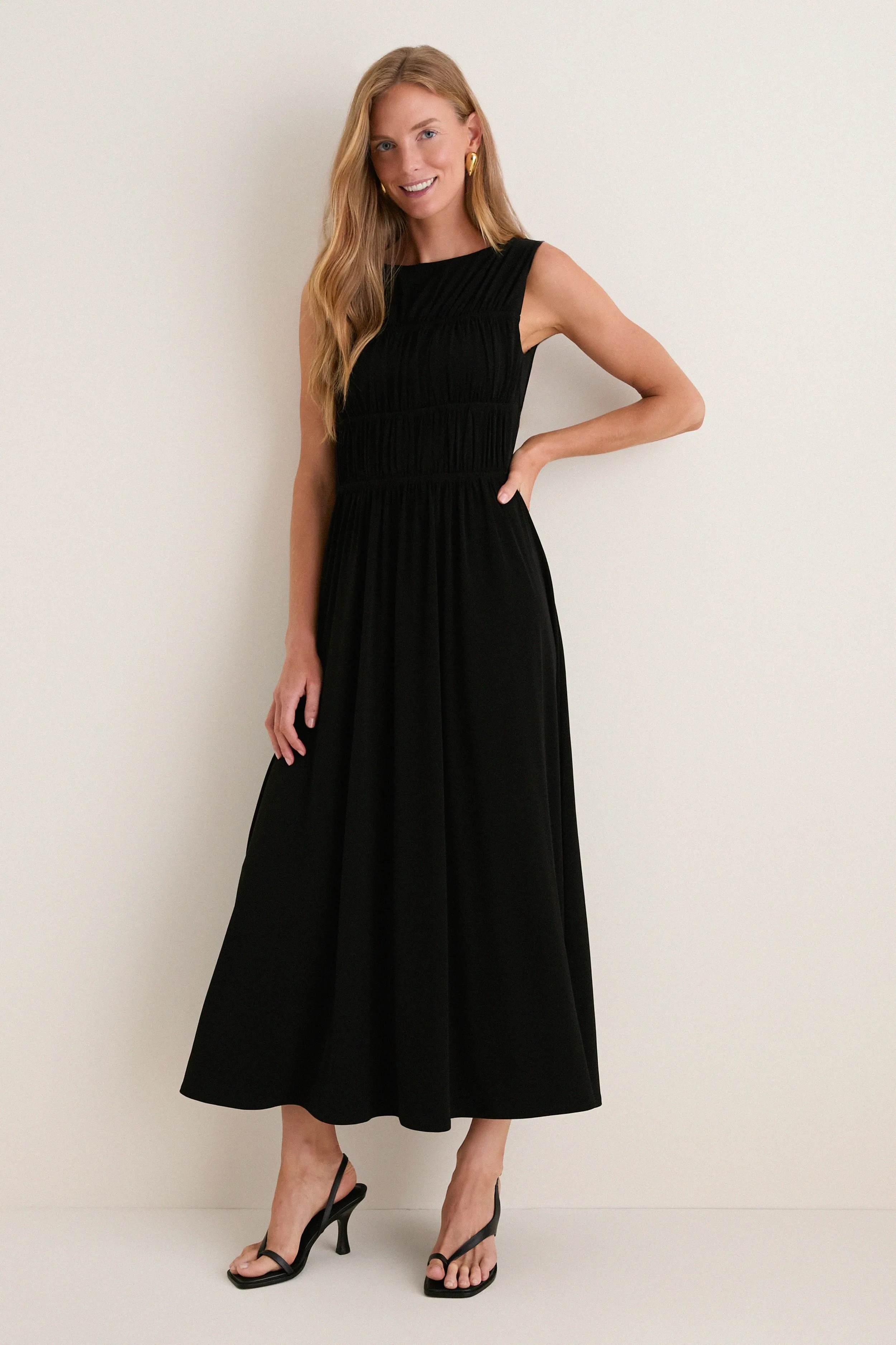 Black Smocked Aurelia Dress sold by Tuckernuck