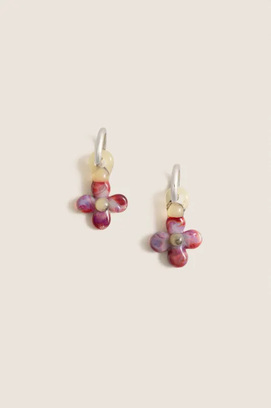 Burgundy and Yellow Glass Lita Earrings made by Tuckernuck
