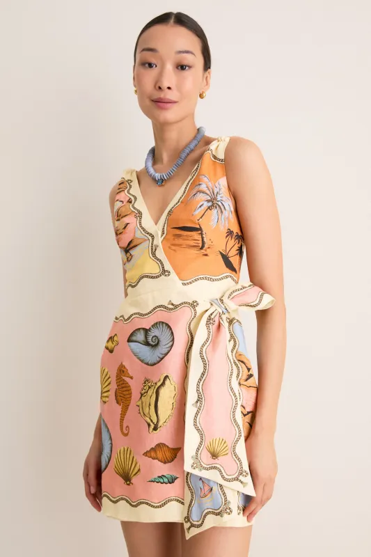 Multicolor Rio Souvenir Mixed Scarf Mini Dress made by FARM Rio
