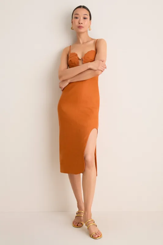 Terracota Shell Midi Dress made by FARM Rio