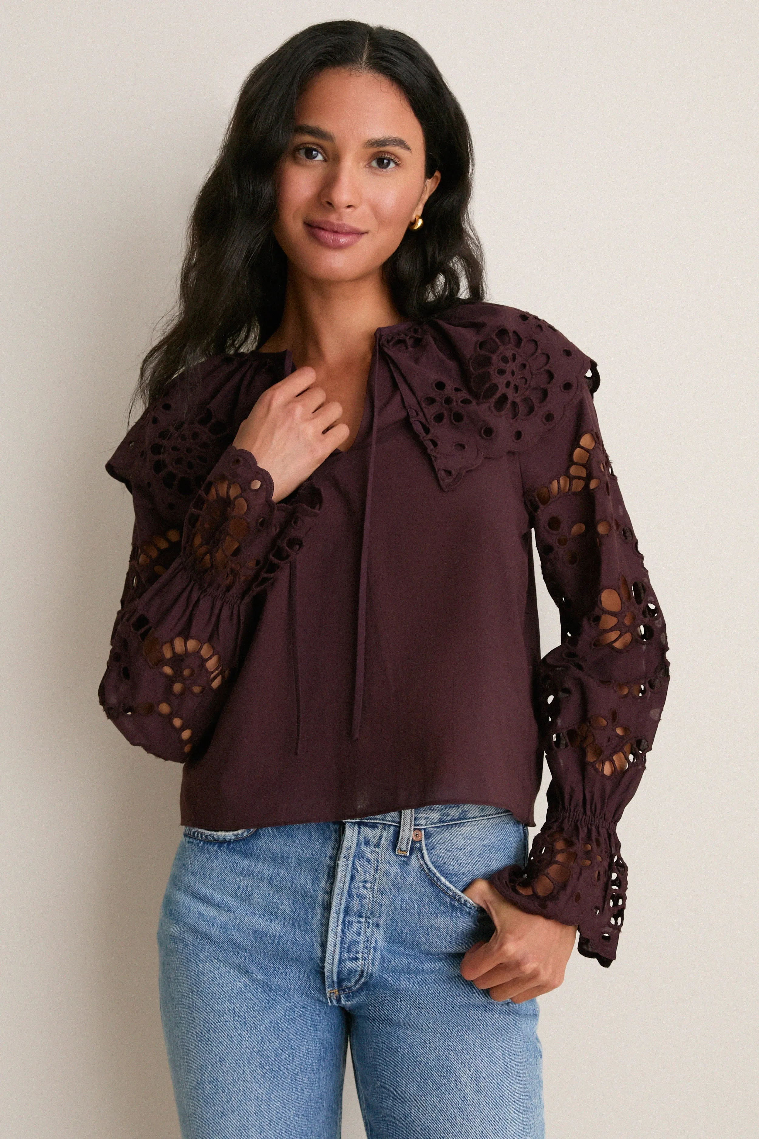 Chocolate Aislinn Blouse sold by Tuckernuck