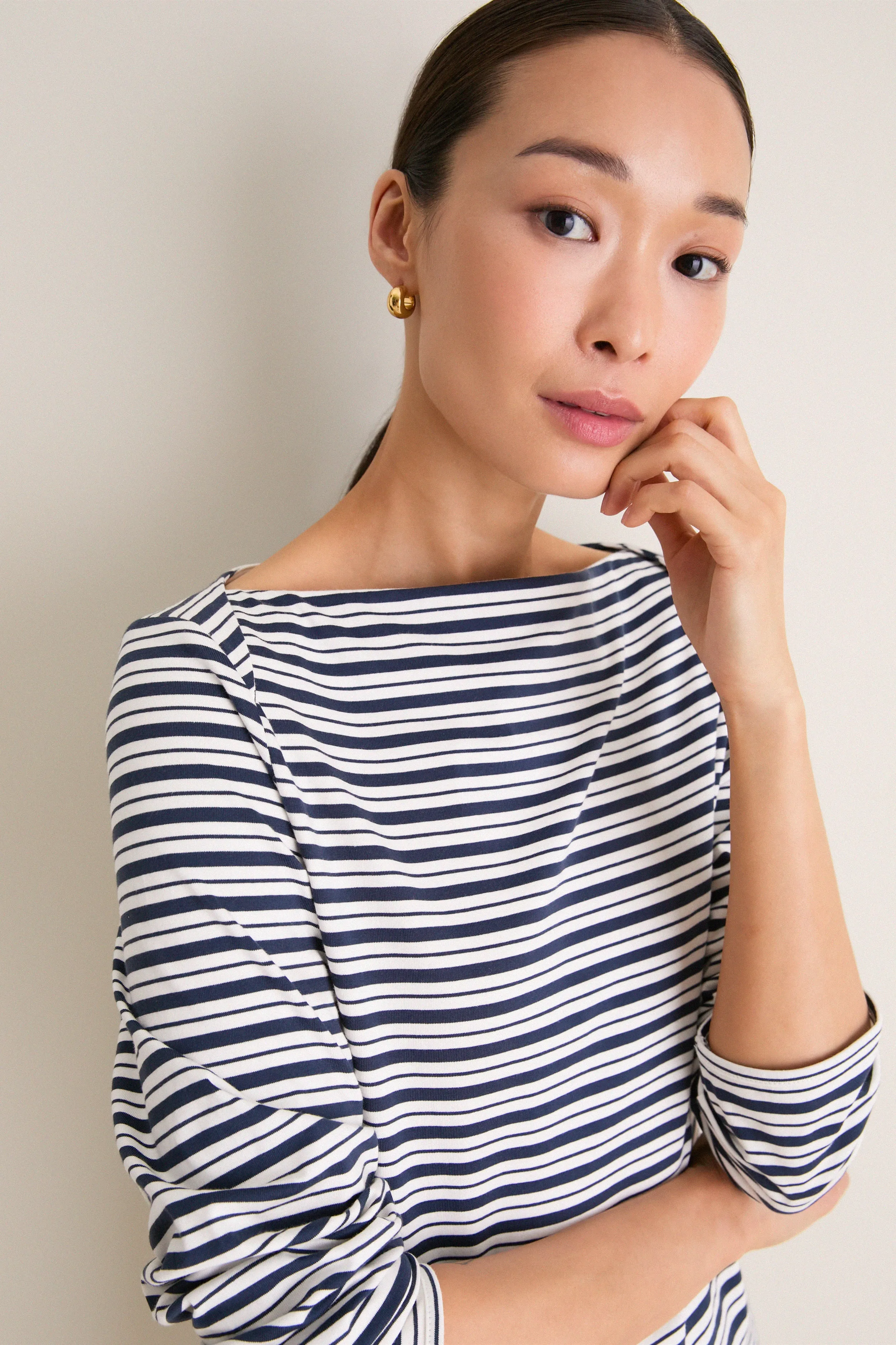 Navy Stripe Boatneck Tuzzi Mini Dress sold by Tuckernuck product image thumbnail 5