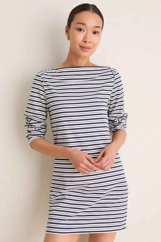 Navy Stripe Boatneck Tuzzi Mini Dress made by Tuckernuck