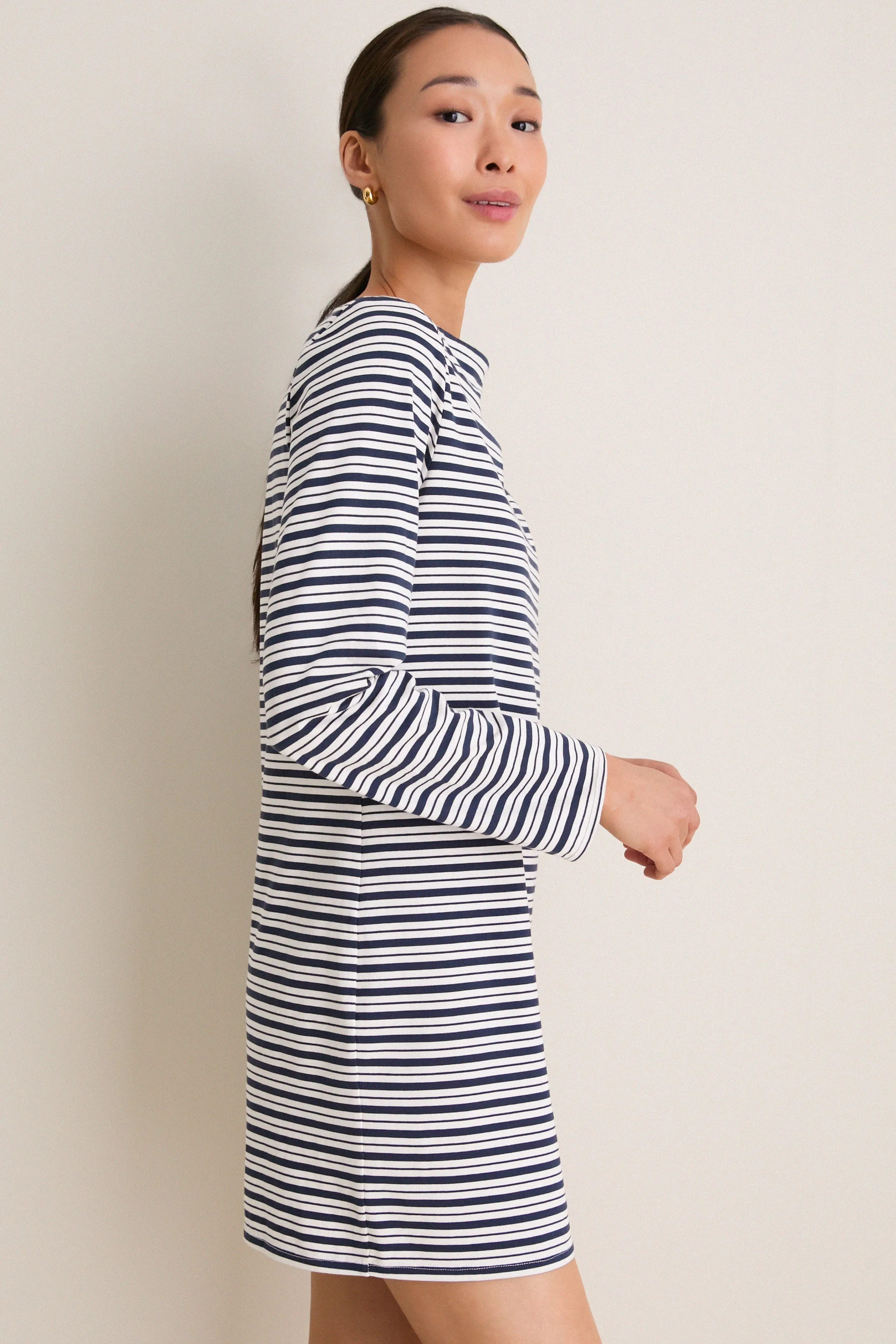 Navy Stripe Boatneck Tuzzi Mini Dress sold by Tuckernuck product image thumbnail 3