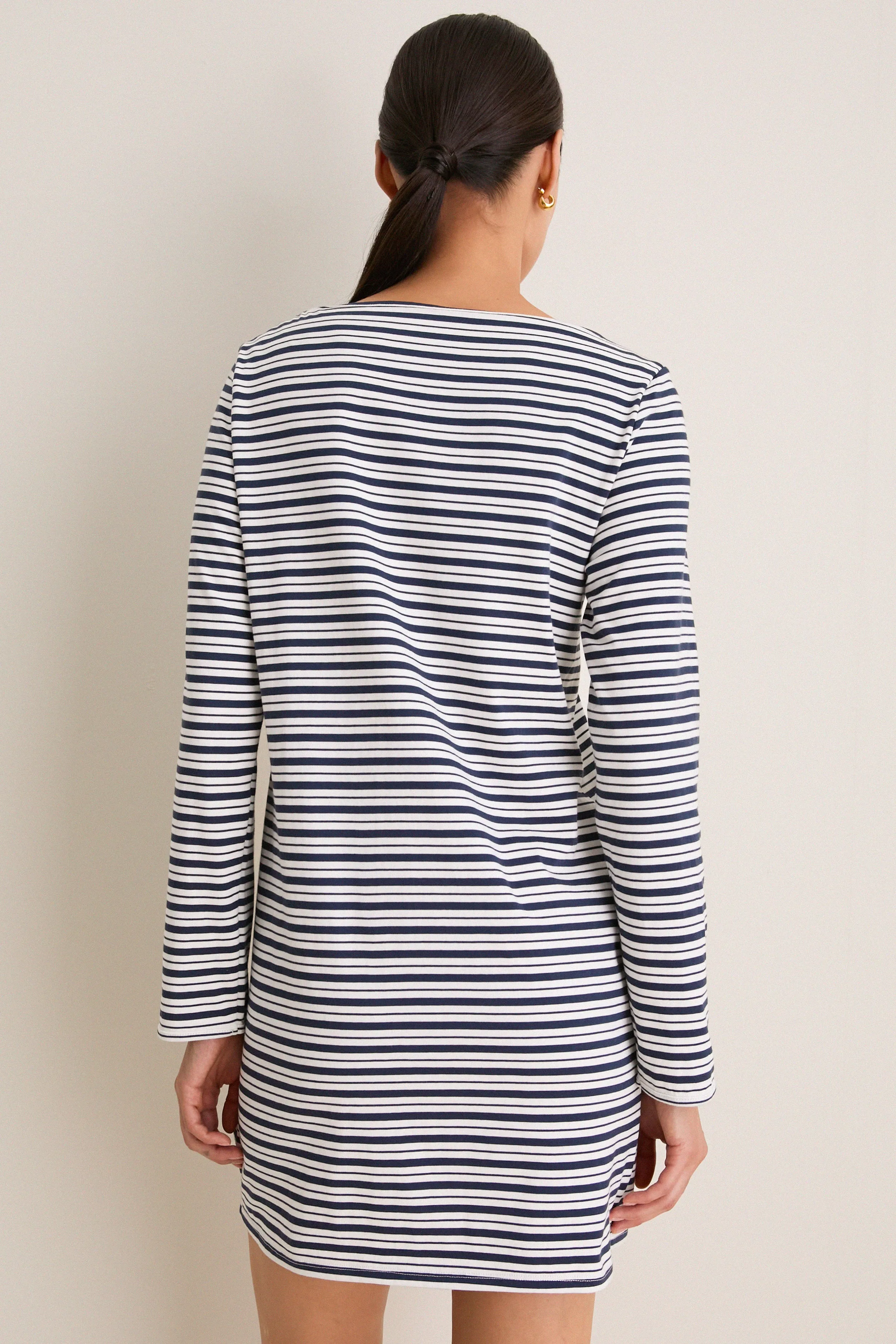 Navy Stripe Boatneck Tuzzi Mini Dress sold by Tuckernuck product image thumbnail 4