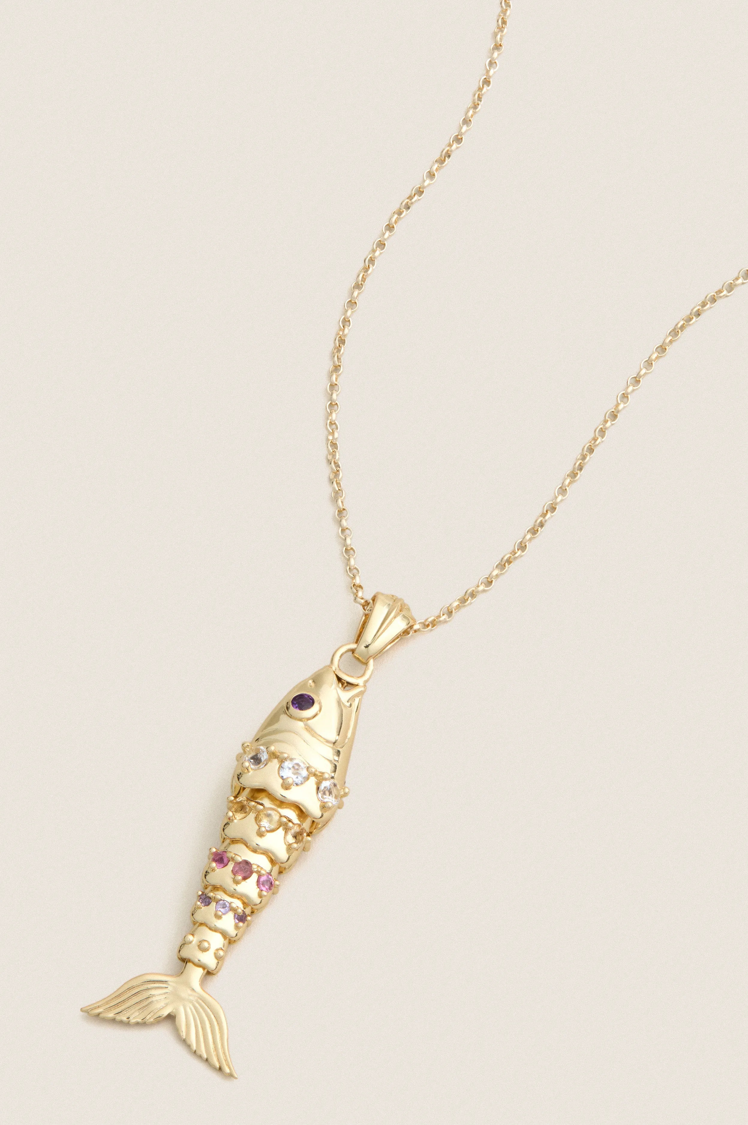 Strong Ombre Stone Fish Pendant with Classic Rolo sold by Tuckernuck product image thumbnail 3