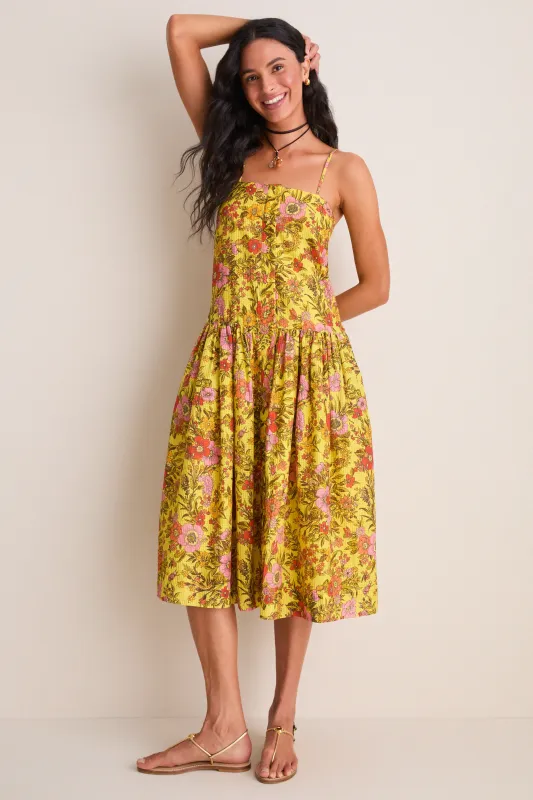 Yellow Kitty Midi Dress made by Alemais