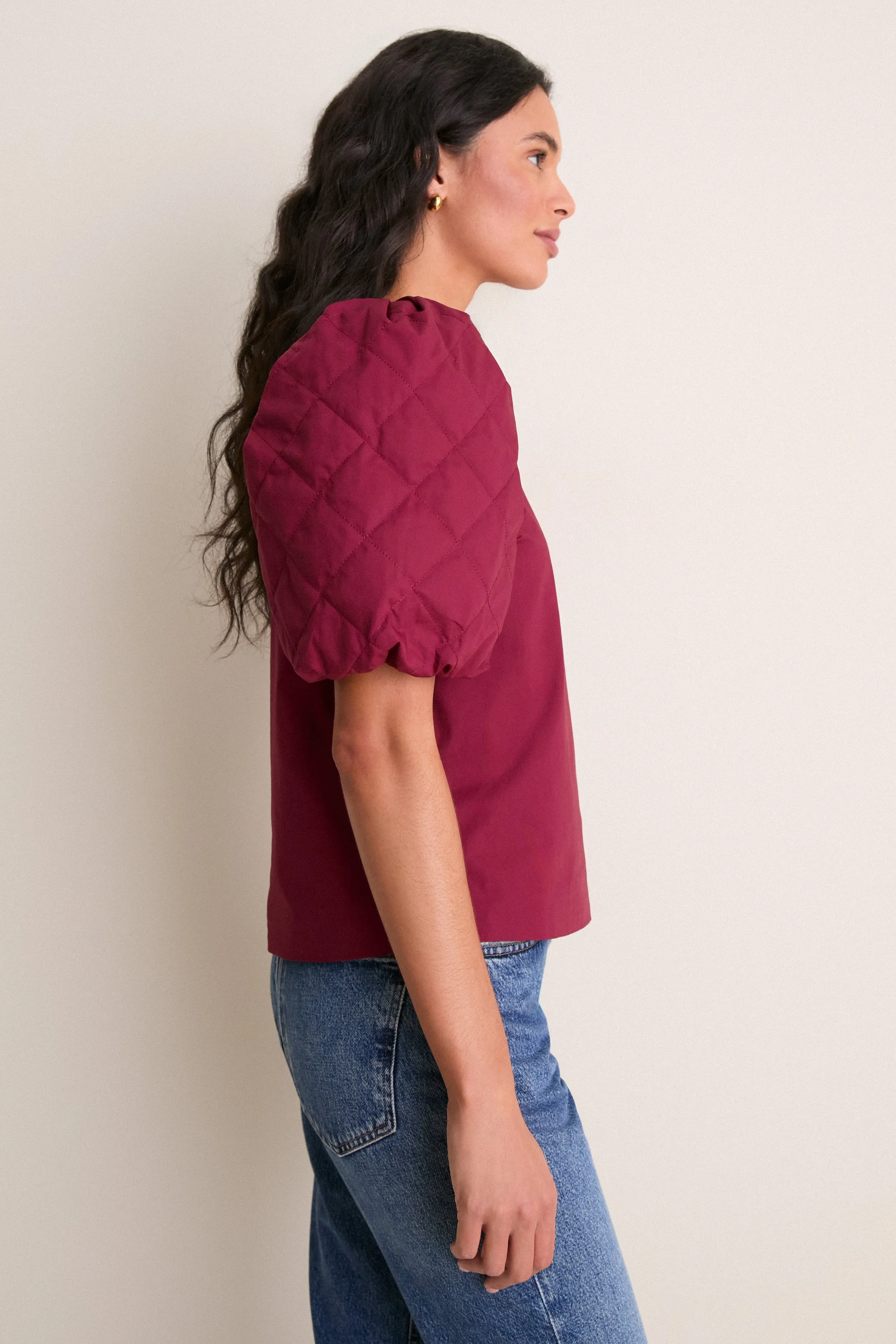 Oxblood Quilted Sleeve Olivia Blouse sold by Tuckernuck product image thumbnail 3