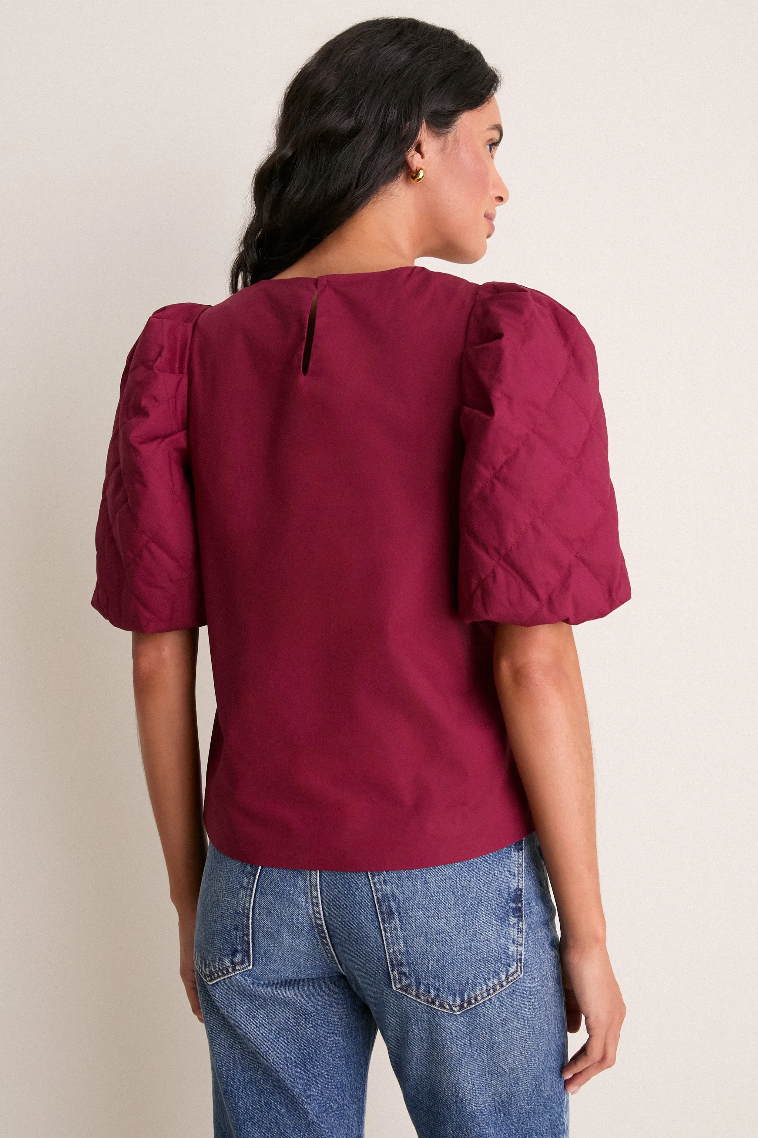 Oxblood Quilted Sleeve Olivia Blouse sold by Tuckernuck product image thumbnail 4