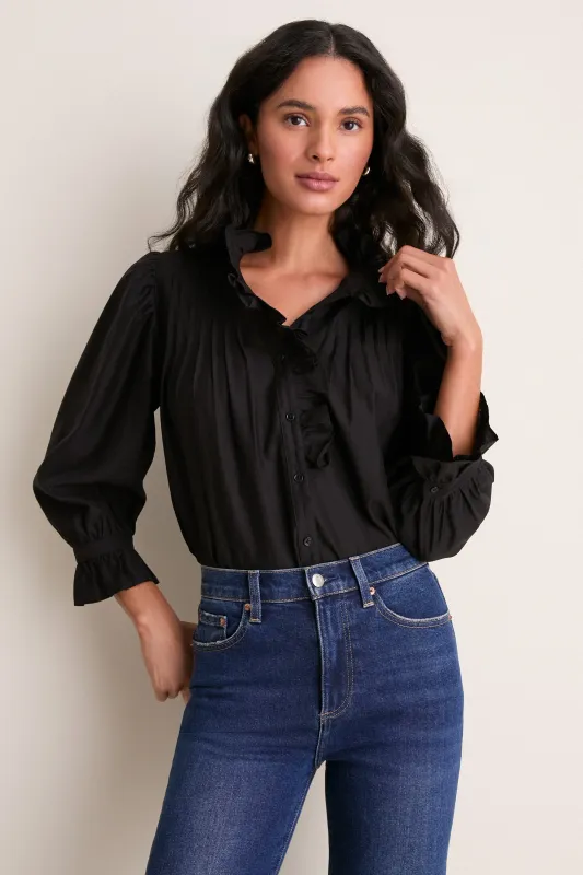 Black Ruffle Hannah Blouse made by English Factory