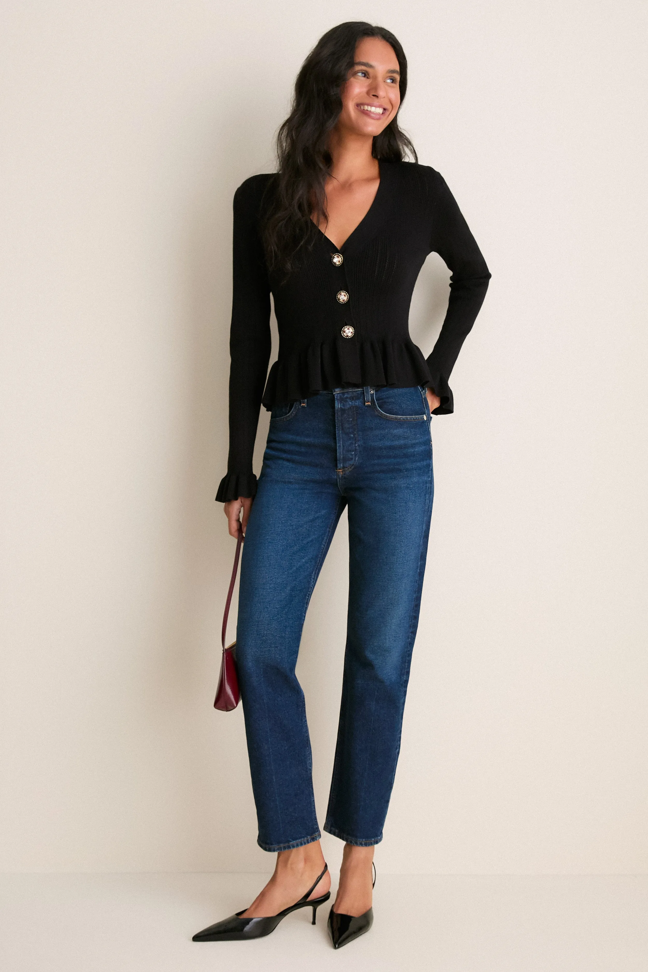 Black Bejeweled Button Sylvia Cardigan sold by Tuckernuck product image thumbnail 2