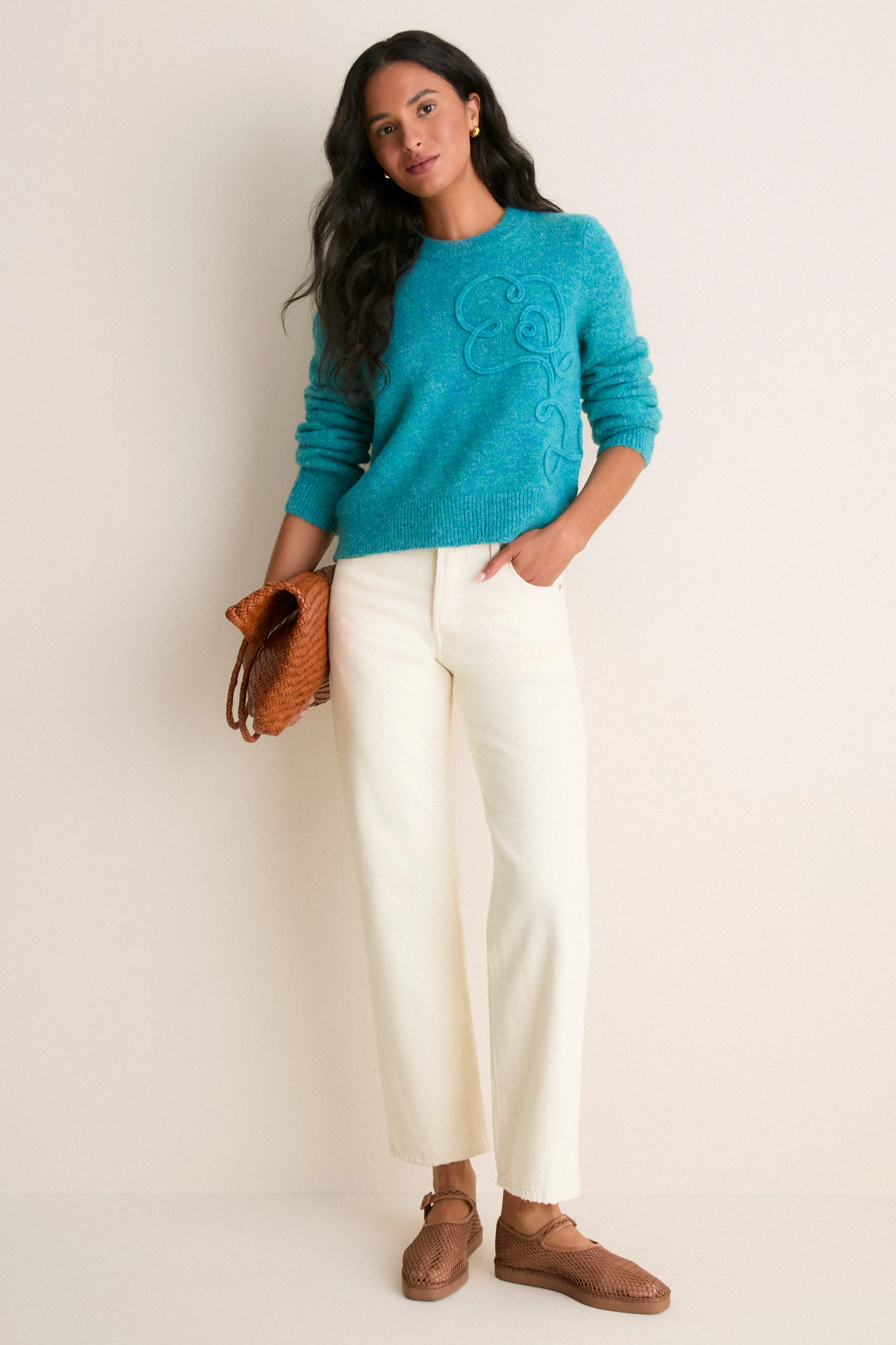 Teal Embroidered Seraphine Crewneck sold by Tuckernuck product image thumbnail 2